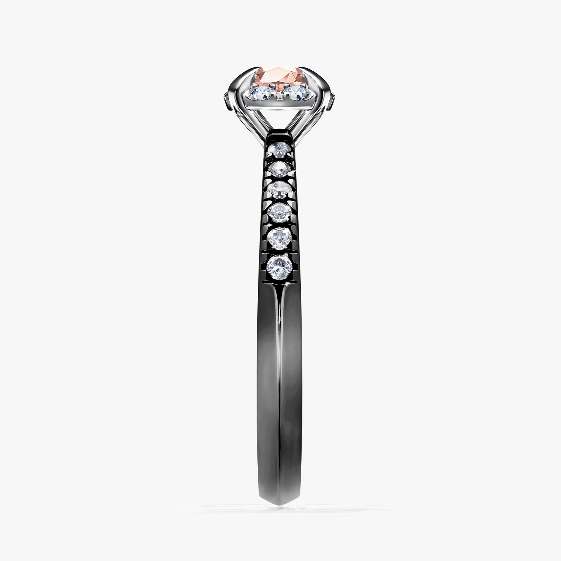 Pierścionek zaręczynowy My Princess z czarnego złota z morganitem 0,47ct