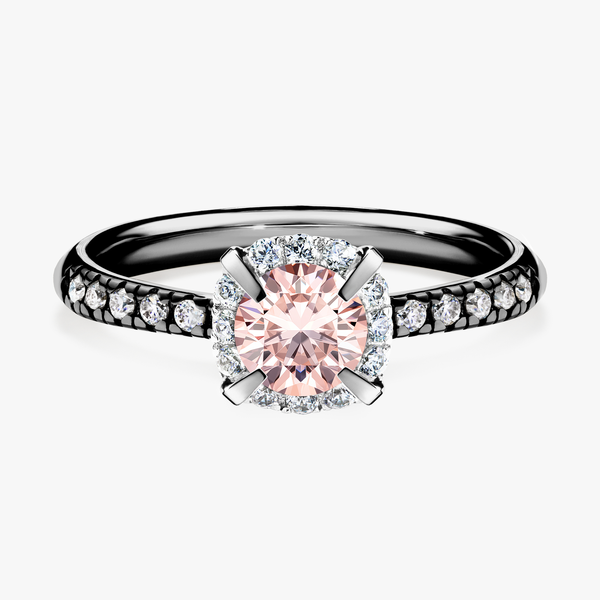 Pierścionek zaręczynowy My Princess z czarnego złota z morganitem 0,76ct