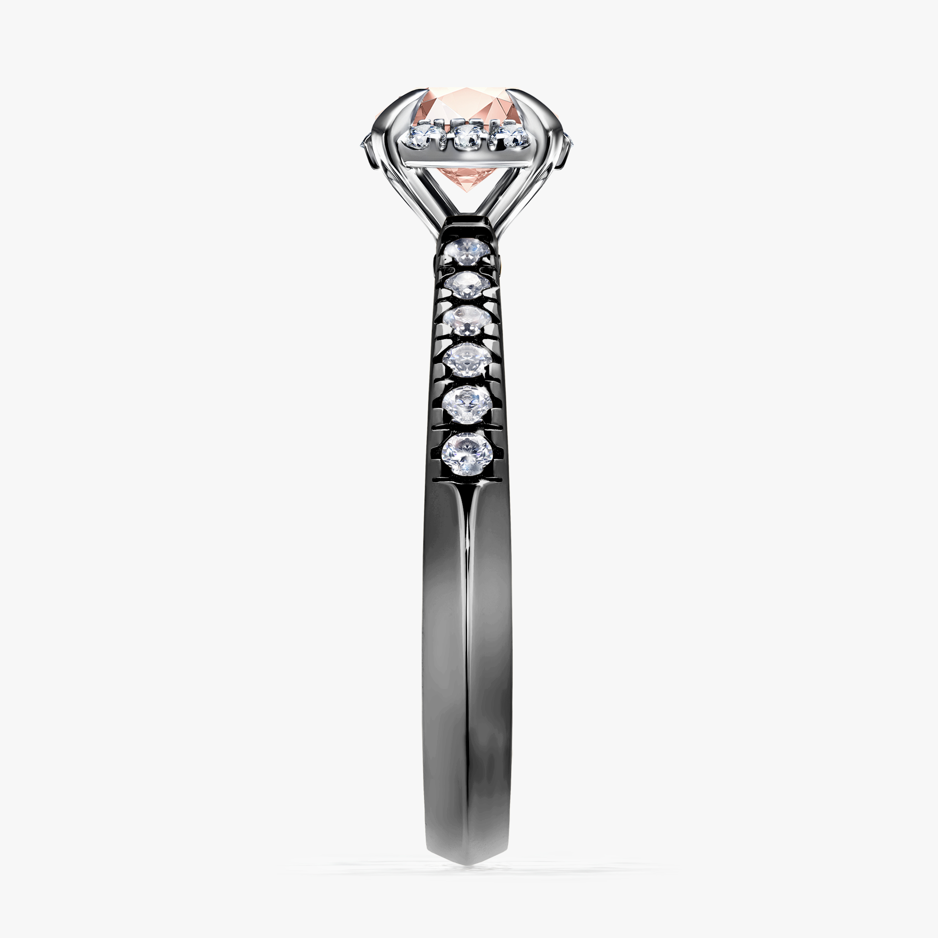 Pierścionek zaręczynowy My Princess z czarnego złota z morganitem 0,76ct