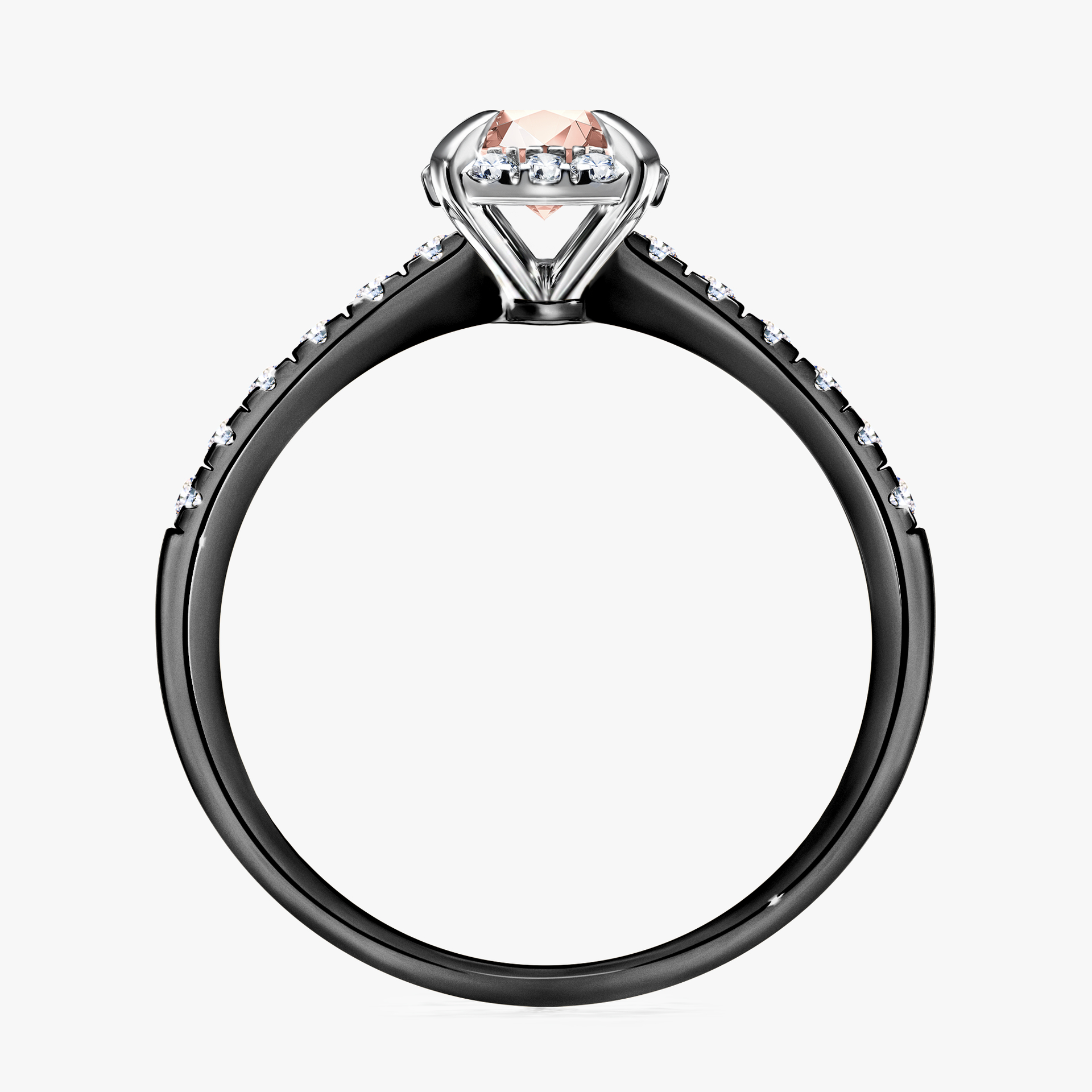 Pierścionek zaręczynowy My Princess z czarnego złota z morganitem 0,76ct