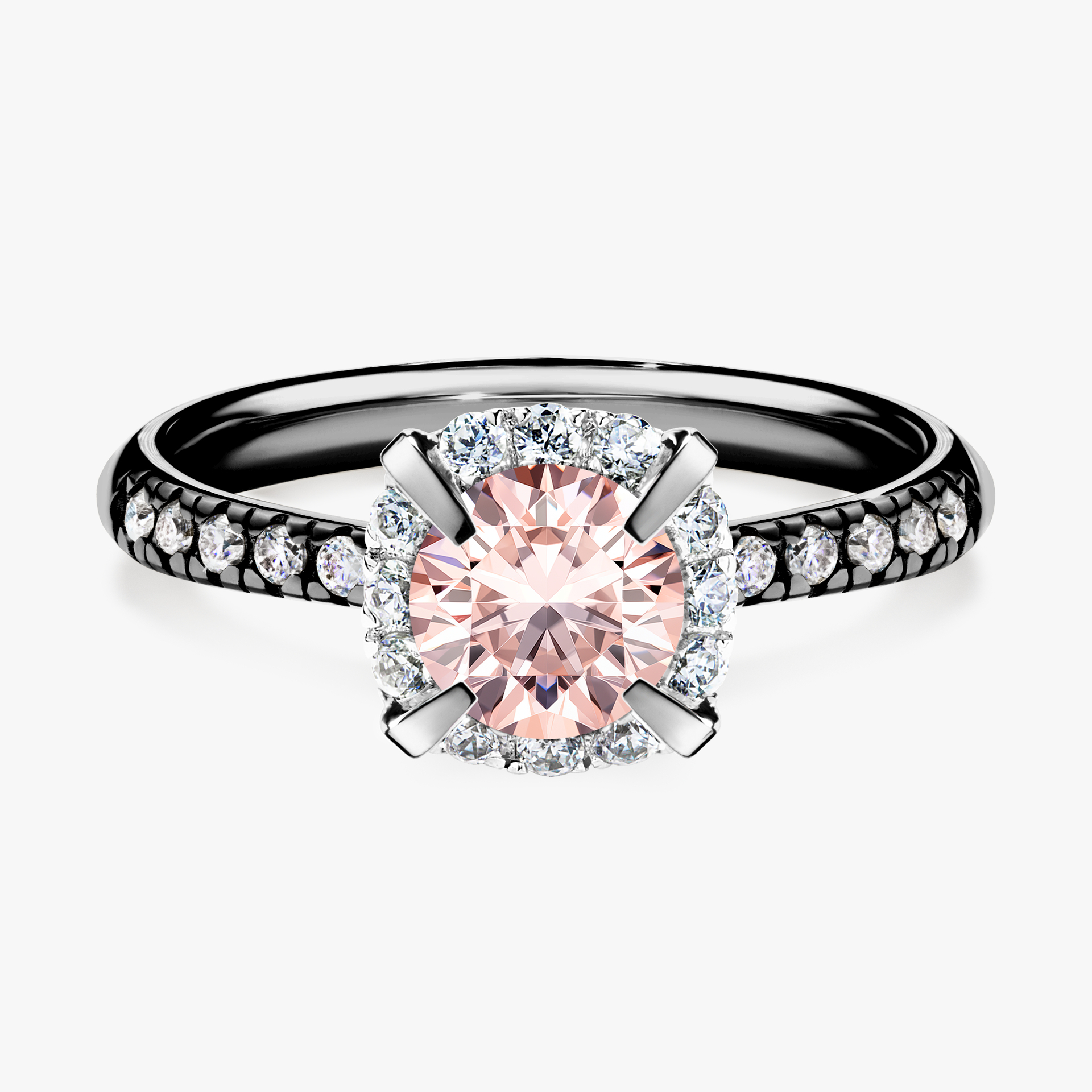 Pierścionek zaręczynowy My Princess z czarnego złota z morganitem 1,18ct