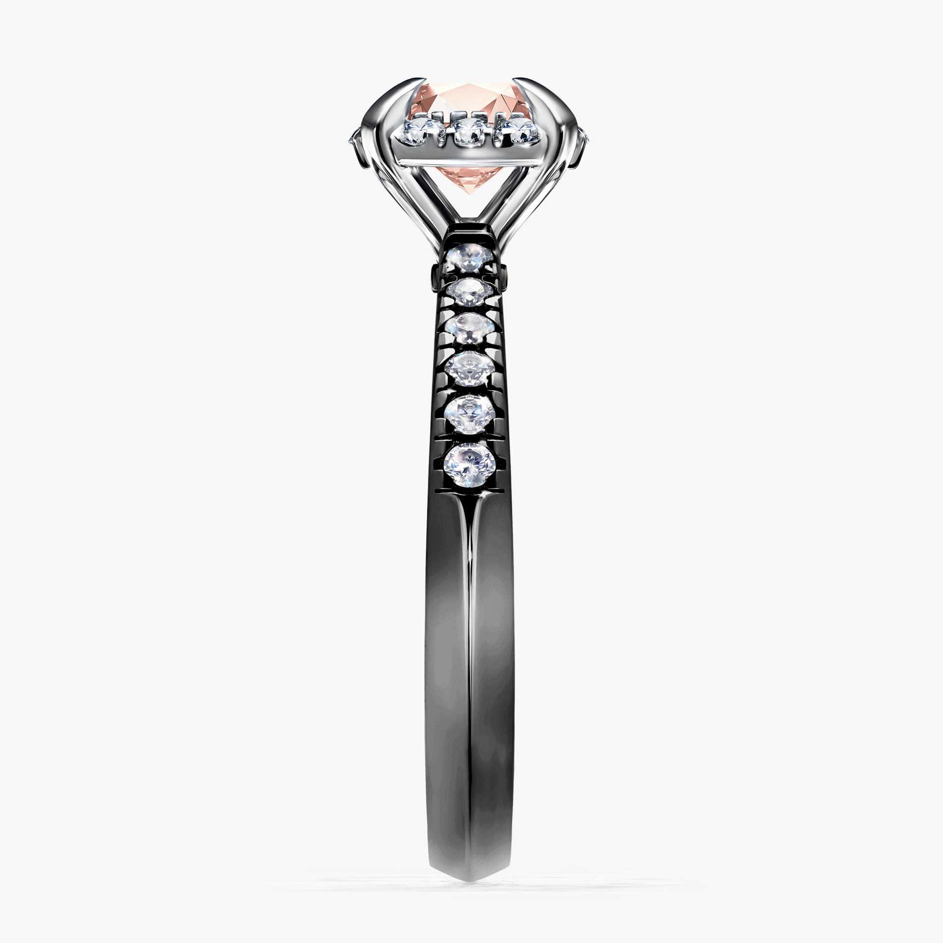 Pierścionek zaręczynowy My Princess z czarnego złota z morganitem 1,18ct
