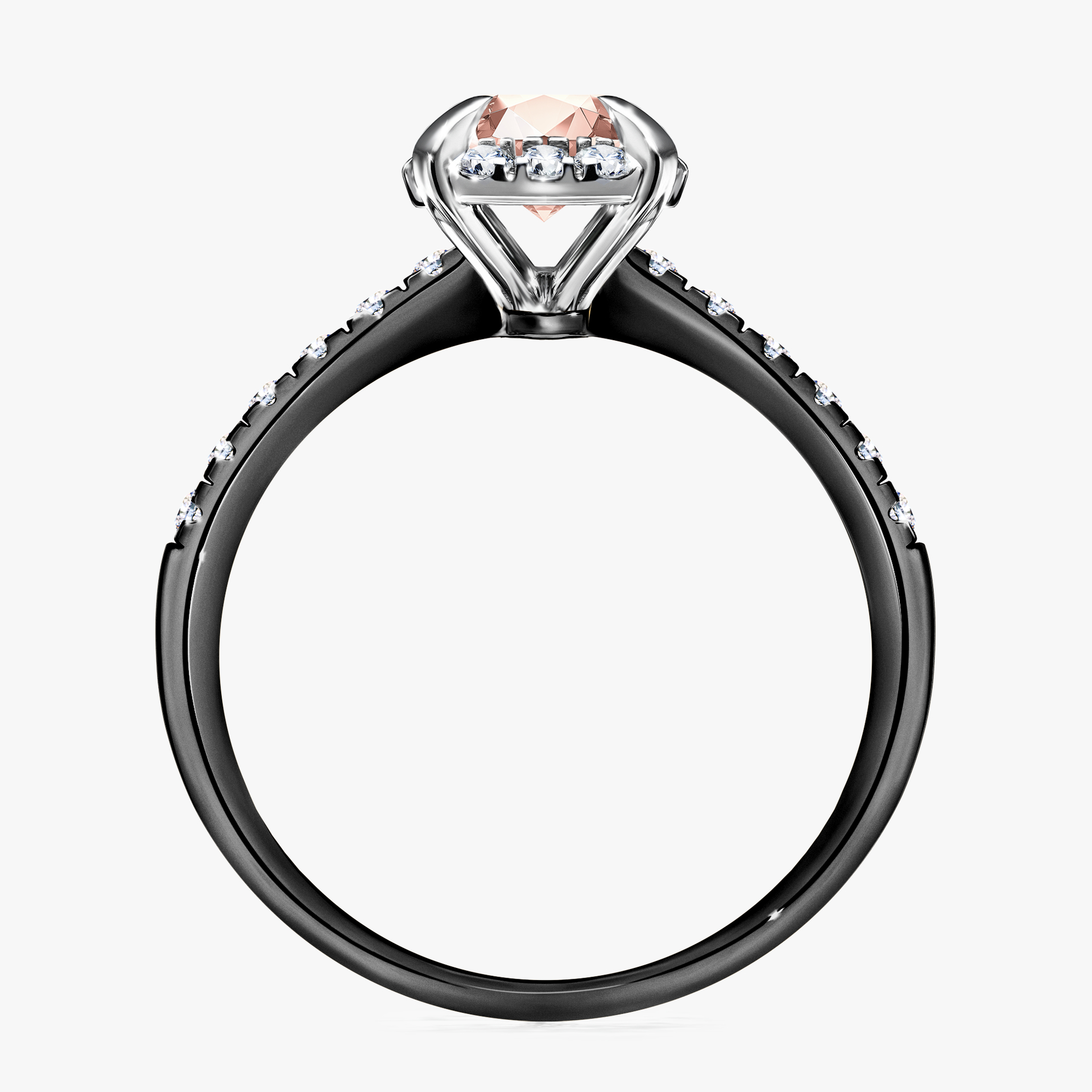 Pierścionek zaręczynowy My Princess z czarnego złota z morganitem 1,18ct