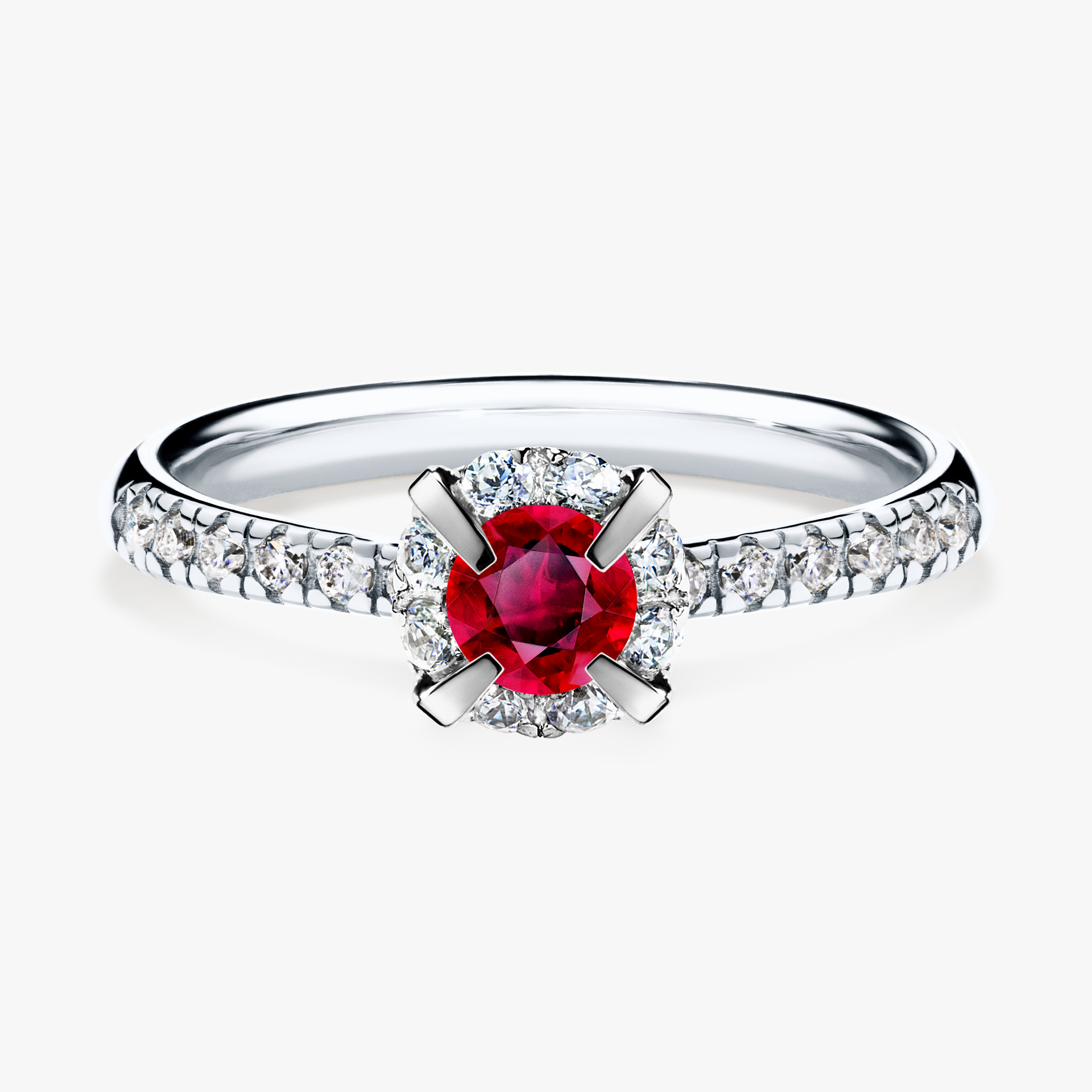 Pierścionek zaręczynowy My Princess z białego złota z rubinem 0,47ct