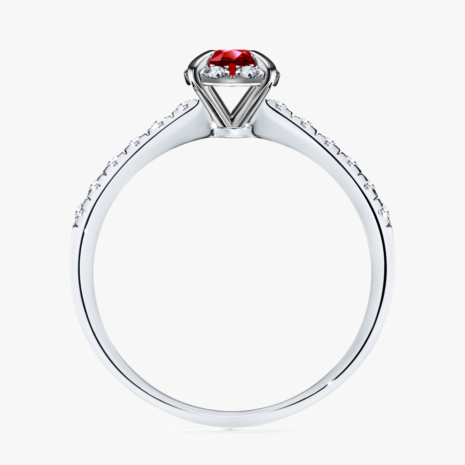 Pierścionek zaręczynowy My Princess z białego złota z rubinem 0,47ct