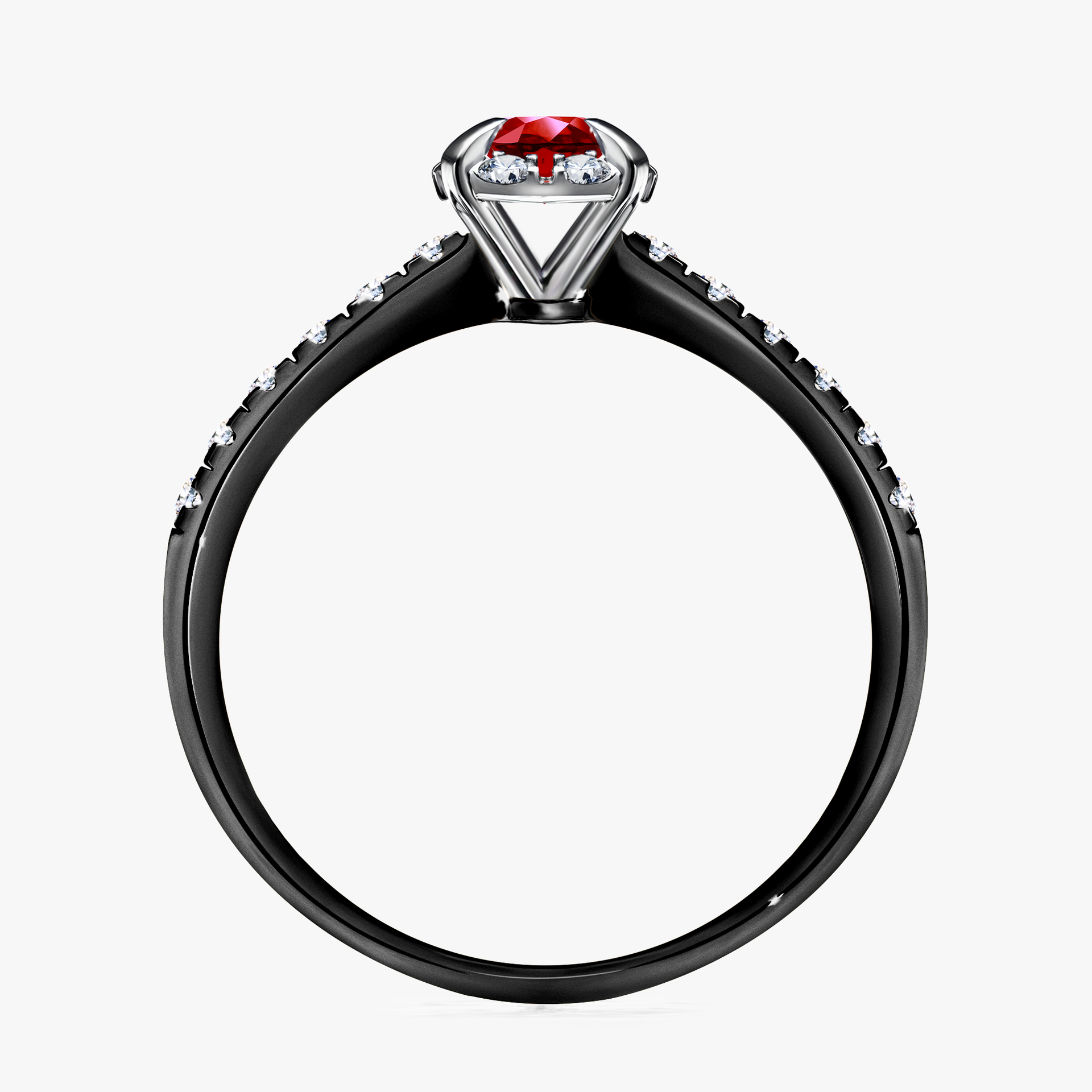 Pierścionek zaręczynowy My Princess z czarnego złota z rubinem 0,47ct