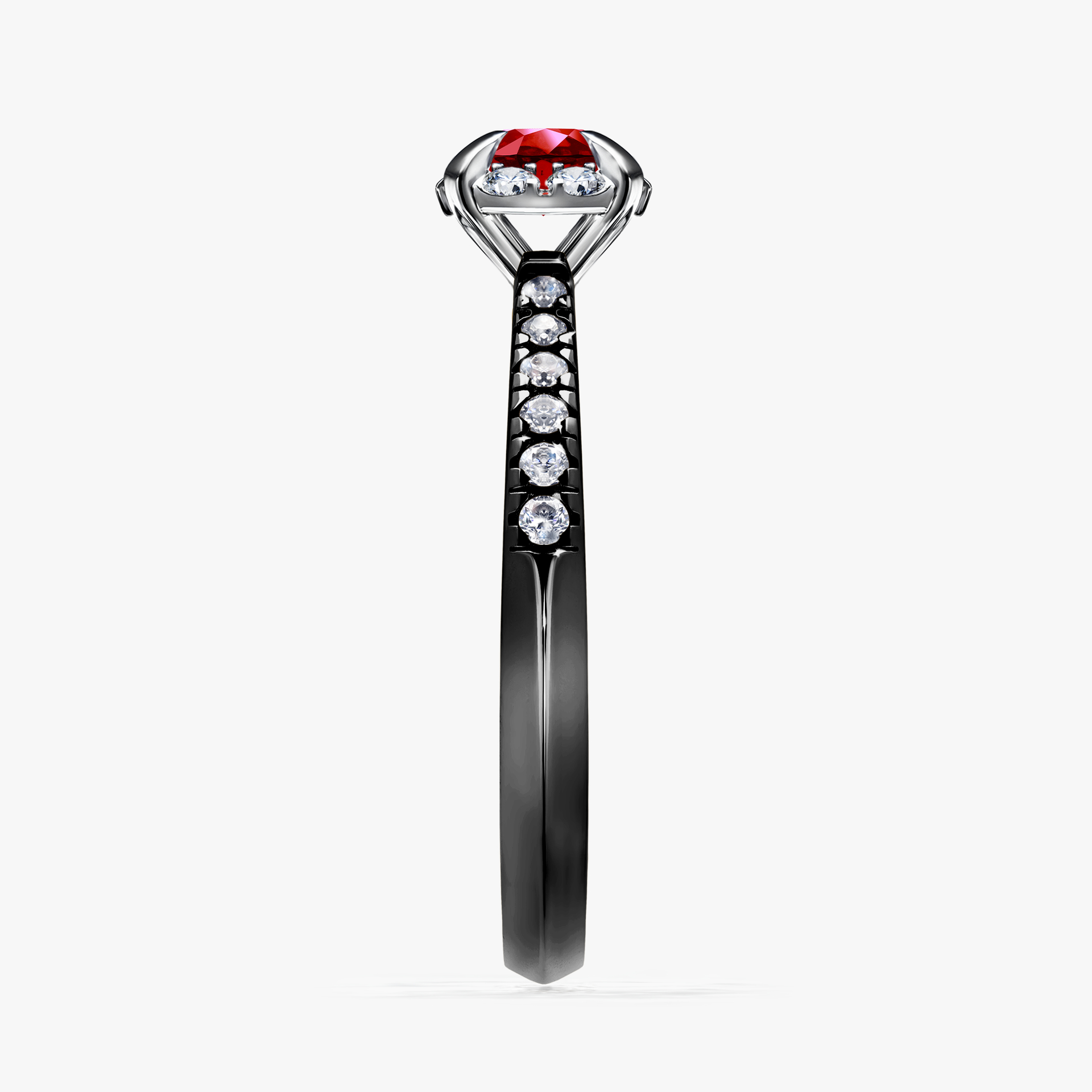 Pierścionek zaręczynowy My Princess z czarnego złota z rubinem 0,47ct