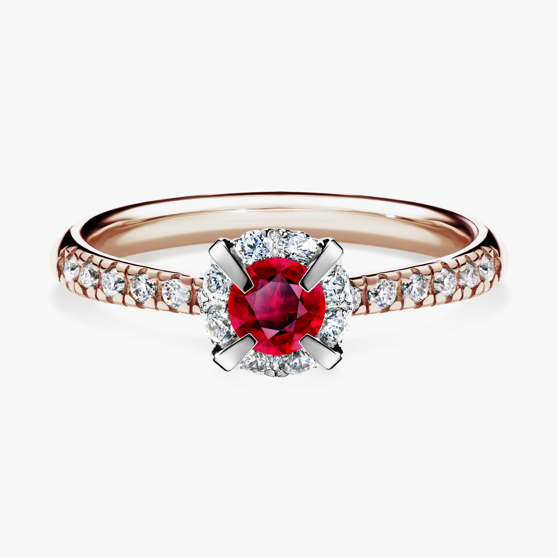 Pierścionek zaręczynowy My Princess z różowego złota z rubinem 0,47ct
