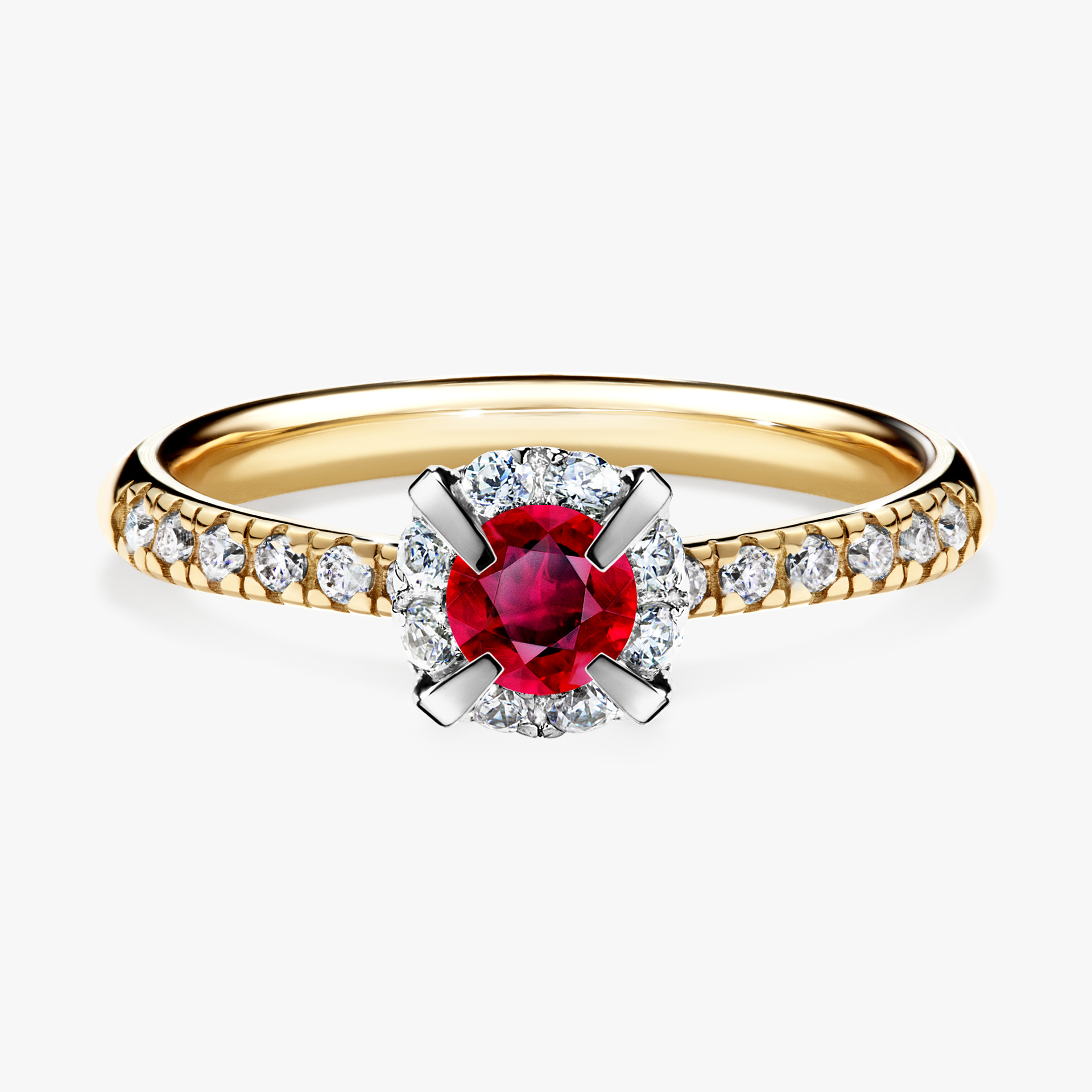 Pierścionek zaręczynowy My Princess z żółtego złota z rubinem 0,47ct