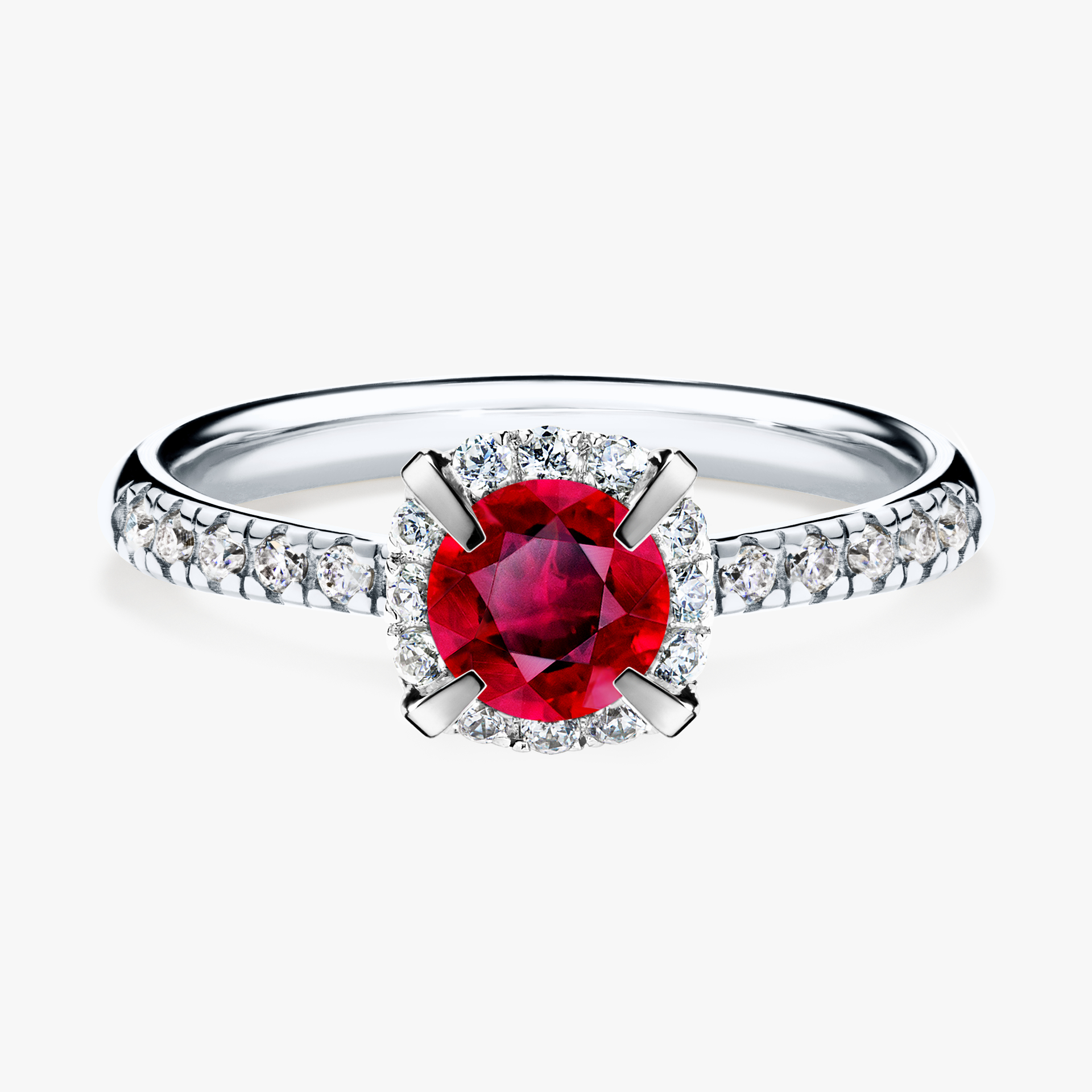 Pierścionek zaręczynowy My Princess z białego złota z rubinem 0,76ct