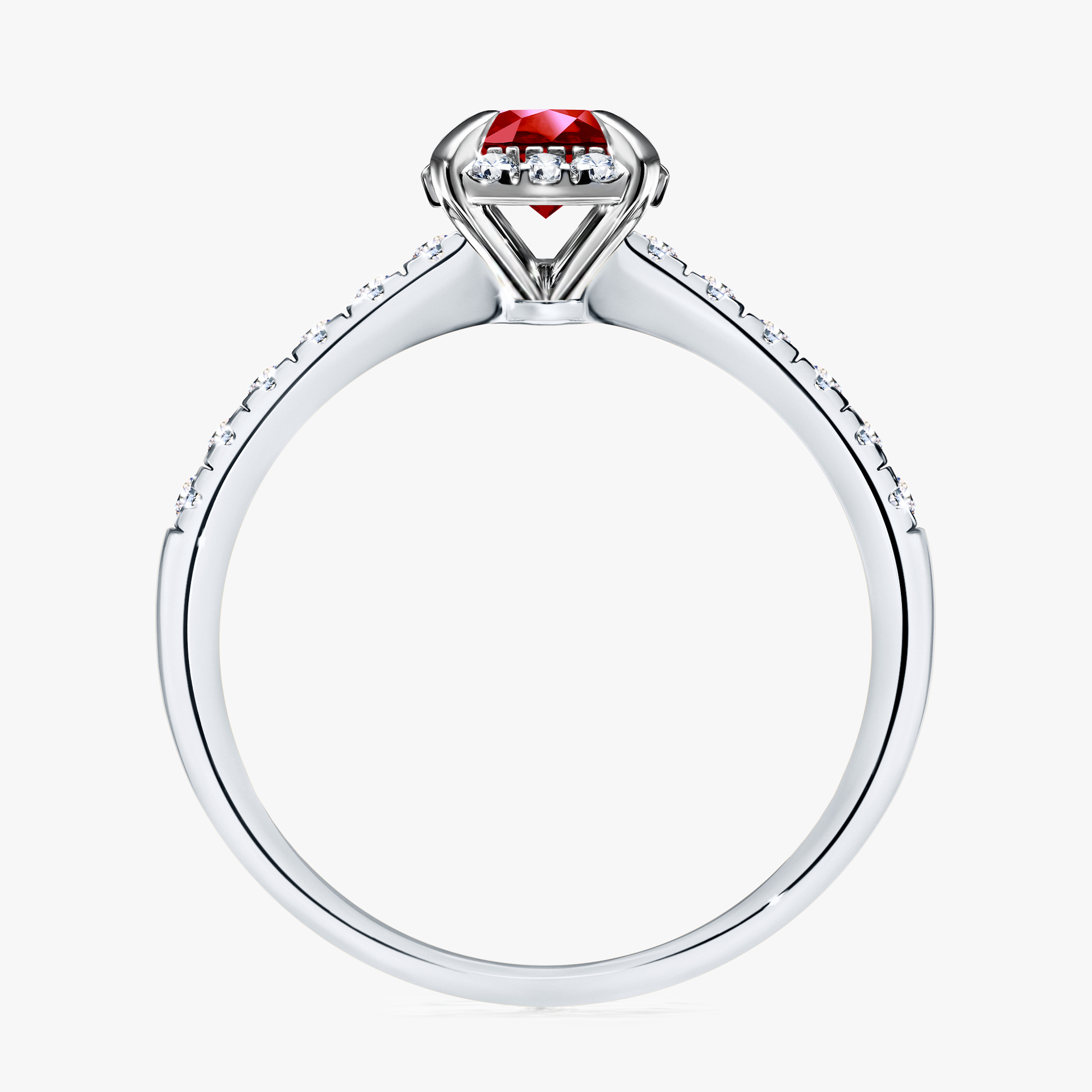 Pierścionek zaręczynowy My Princess z białego złota z rubinem 0,76ct