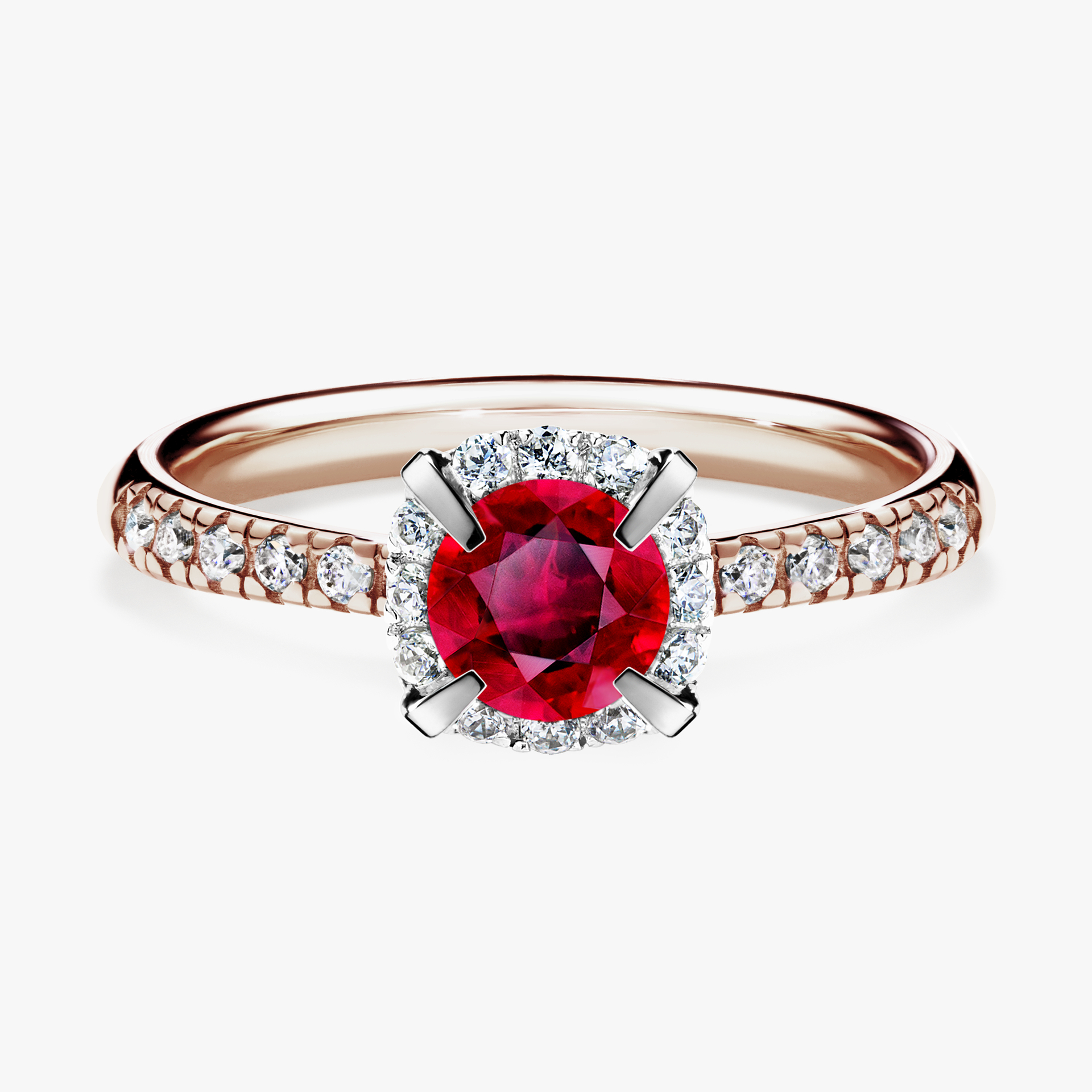 Pierścionek zaręczynowy My Princess z różowego złota z rubinem 0,76ct