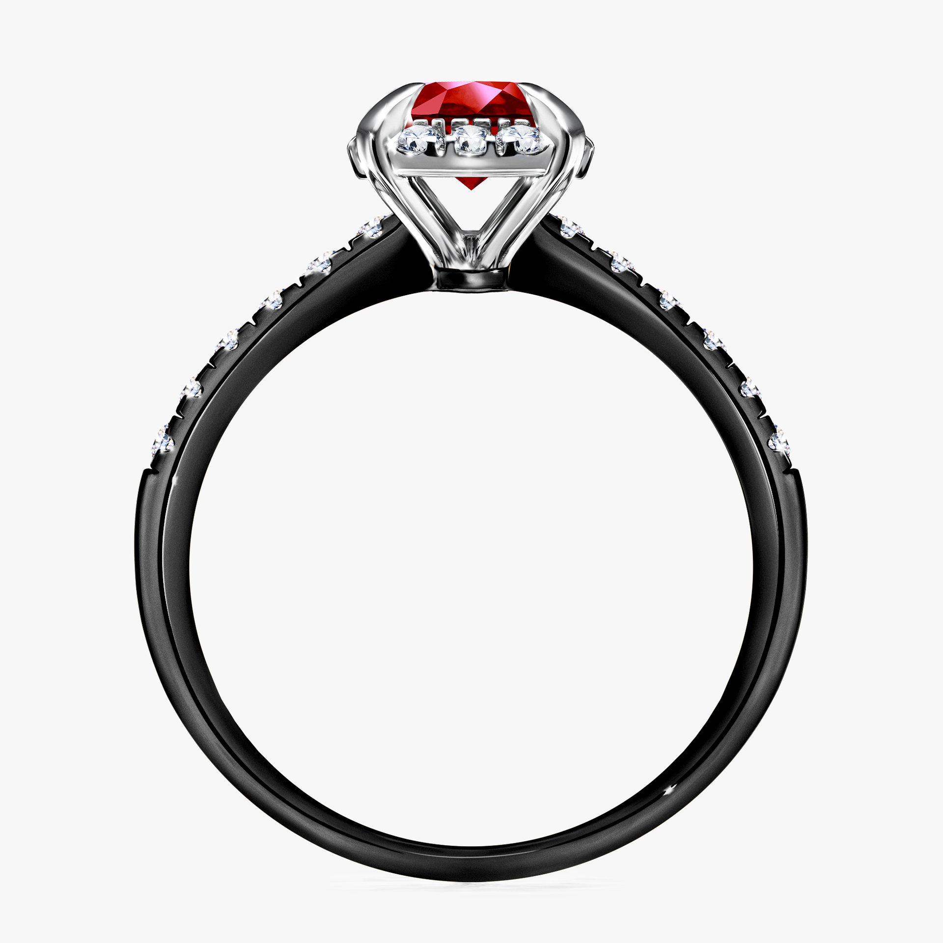 Pierścionek zaręczynowy My Princess z czarnego złota z rubinem 1,18ct