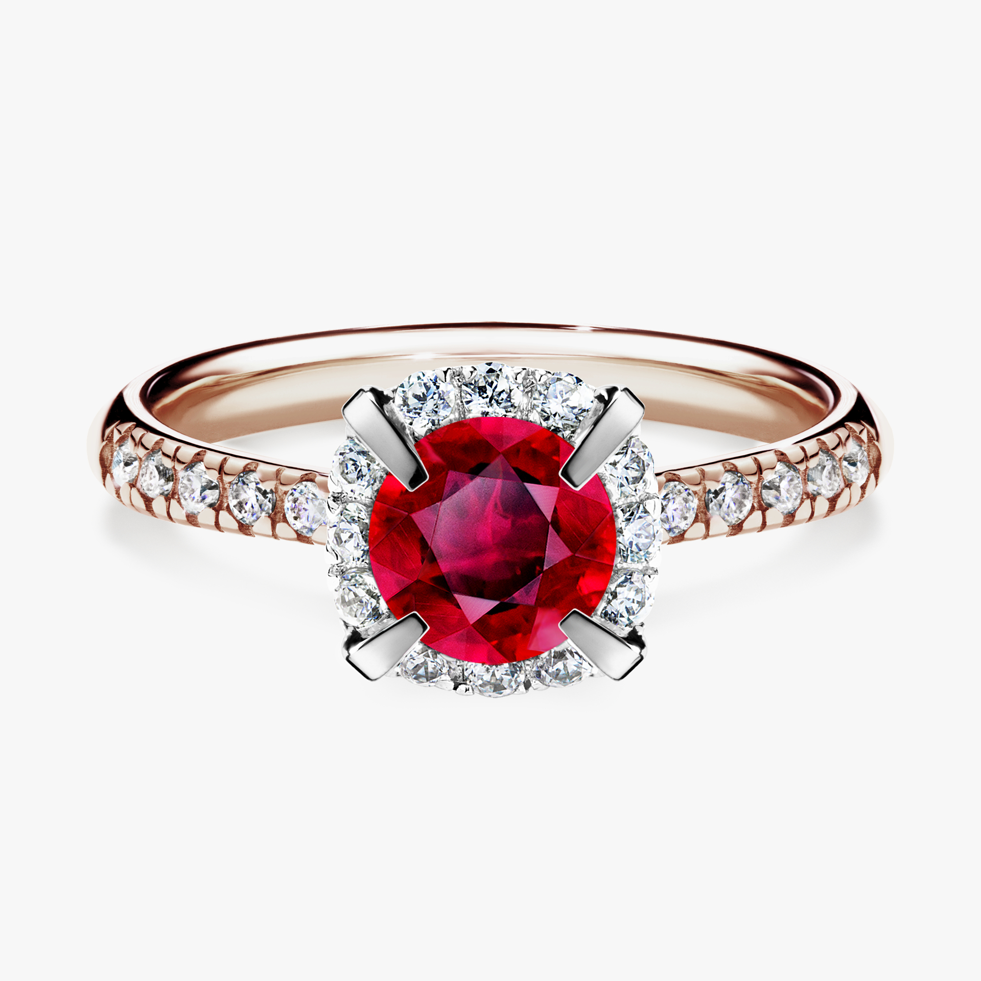 Pierścionek zaręczynowy My Princess z różowego złota z rubinem 1,18ct