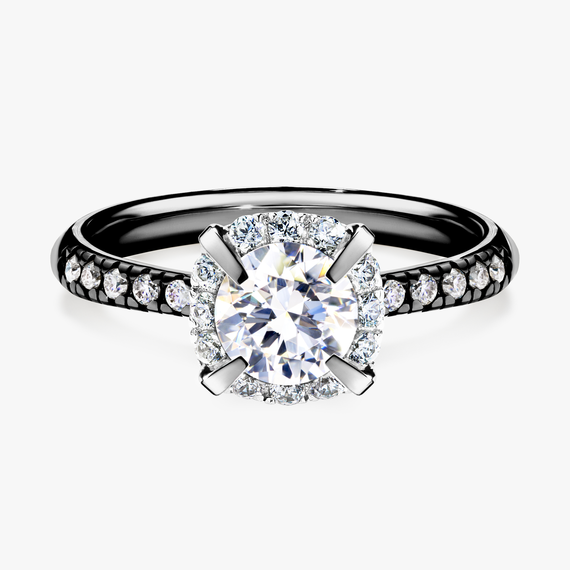 Pierścionek zaręczynowy My Princess z czarnego złota z szafirem białym 1,18ct