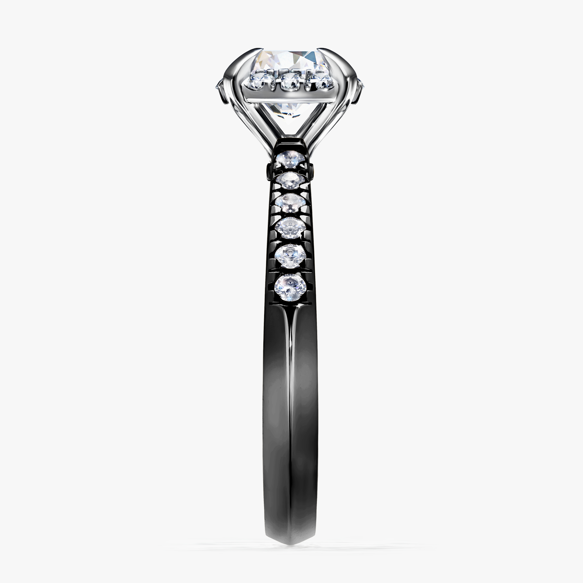 Pierścionek zaręczynowy My Princess z czarnego złota z szafirem białym 1,18ct