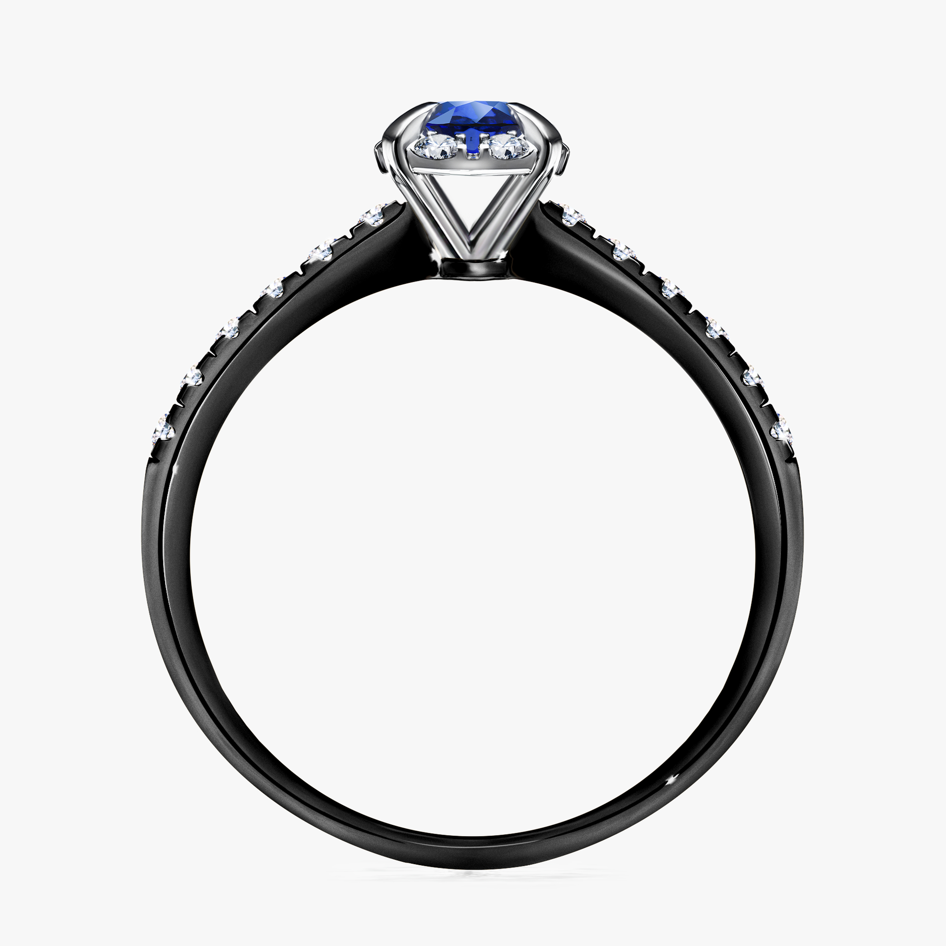 Pierścionek zaręczynowy My Princess z czarnego złota z szafirem niebieskim 0,47ct