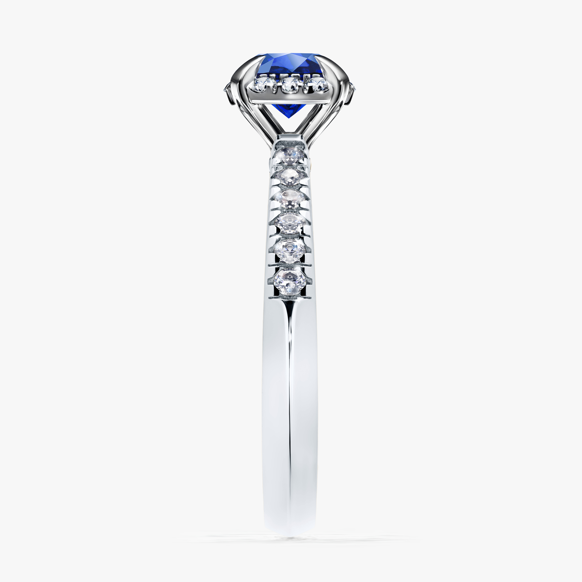 Pierścionek zaręczynowy My Princess z białego złota z szafirem niebieskim 0,76ct