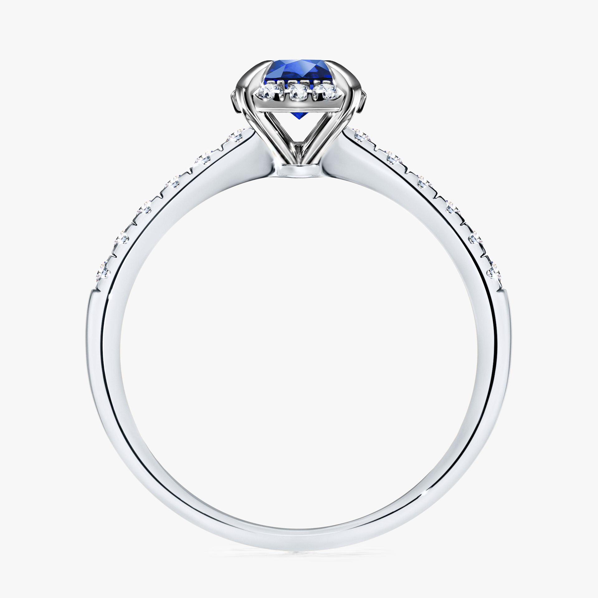 Pierścionek zaręczynowy My Princess z białego złota z szafirem niebieskim 0,76ct