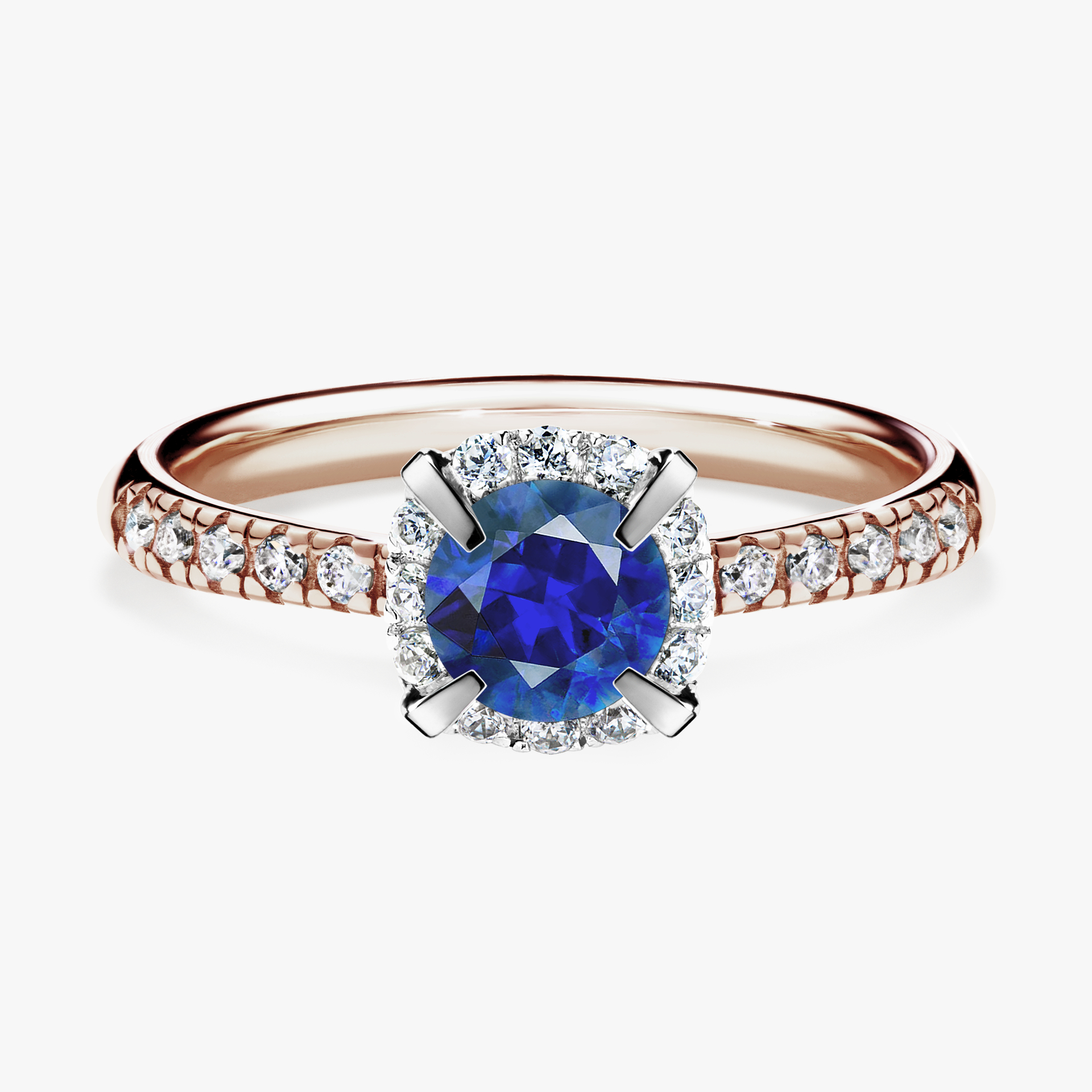 Pierścionek zaręczynowy My Princess z różowego złota z szafirem niebieskim 0,76ct