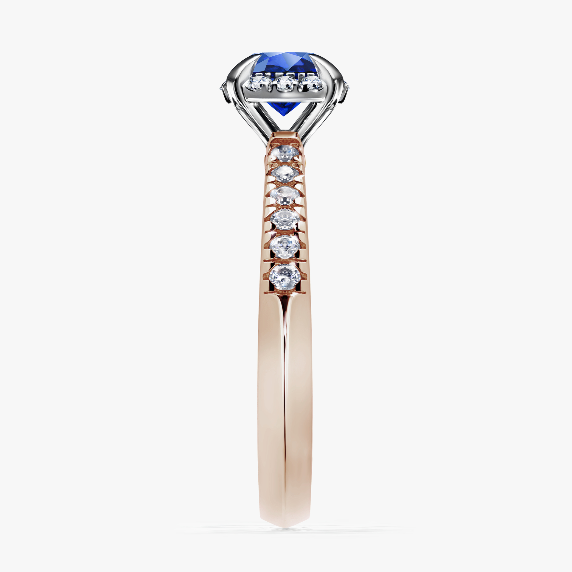 Pierścionek zaręczynowy My Princess z różowego złota z szafirem niebieskim 0,76ct