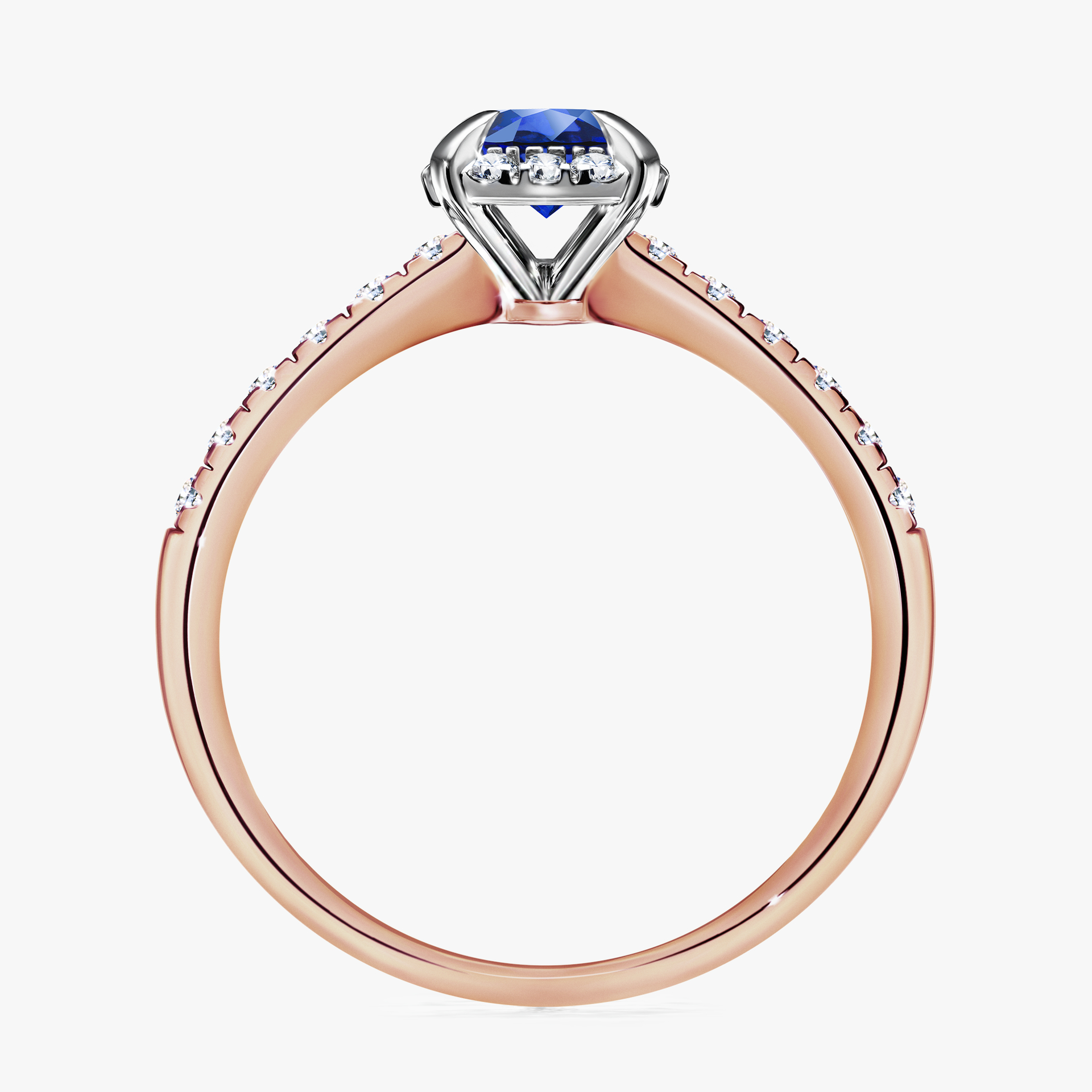 Pierścionek zaręczynowy My Princess z różowego złota z szafirem niebieskim 0,76ct