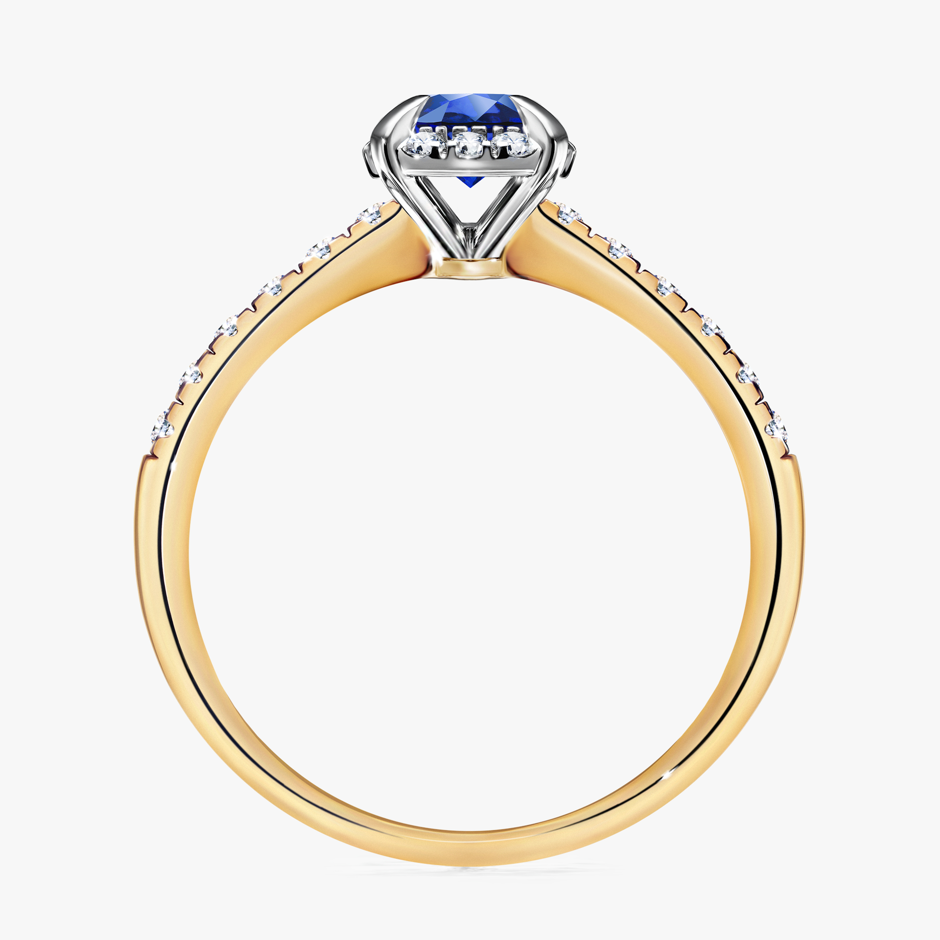 Pierścionek zaręczynowy My Princess z żółtego złota z szafirem niebieskim 0,76ct