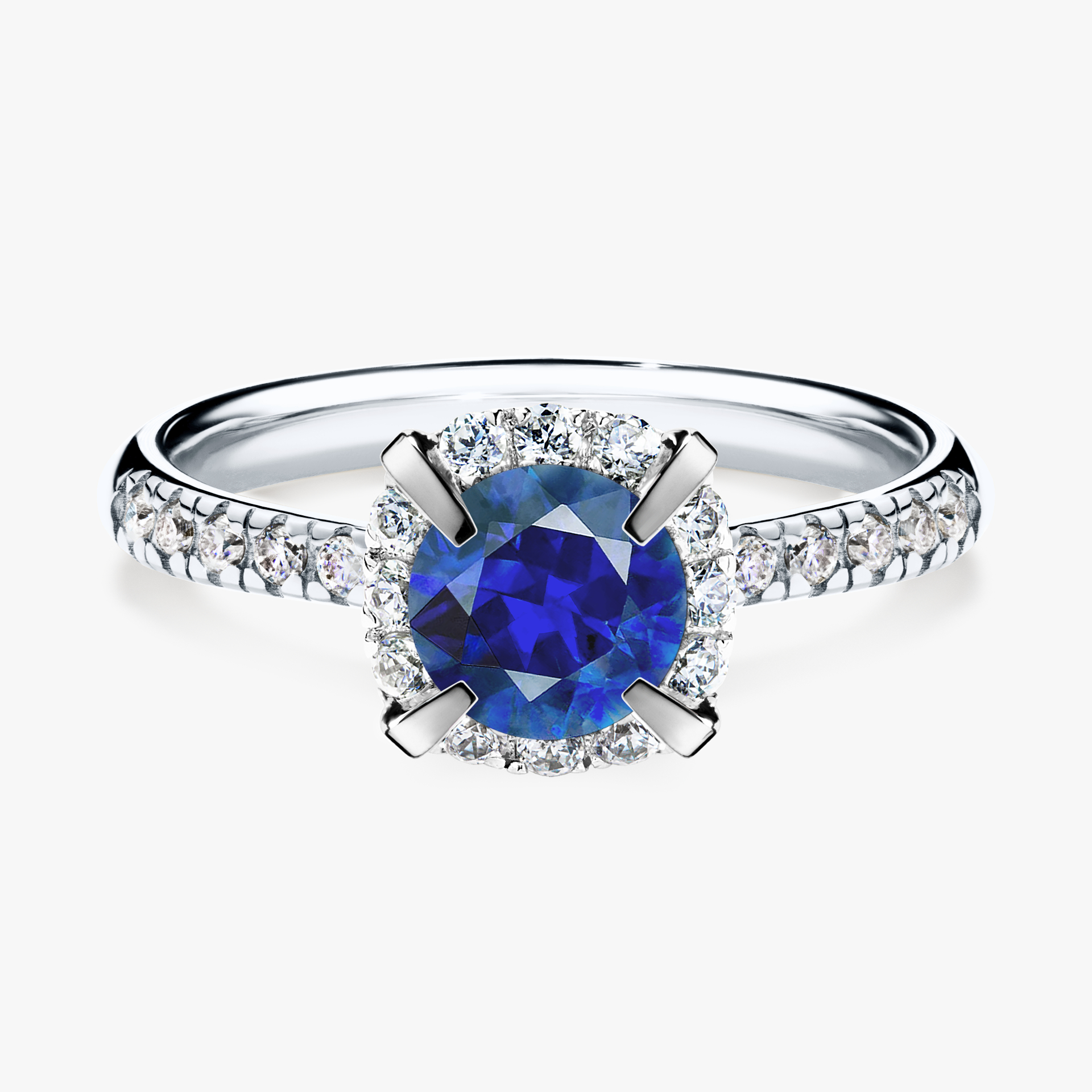 Pierścionek zaręczynowy My Princess z białego złota z szafirem niebieskim 1,18ct