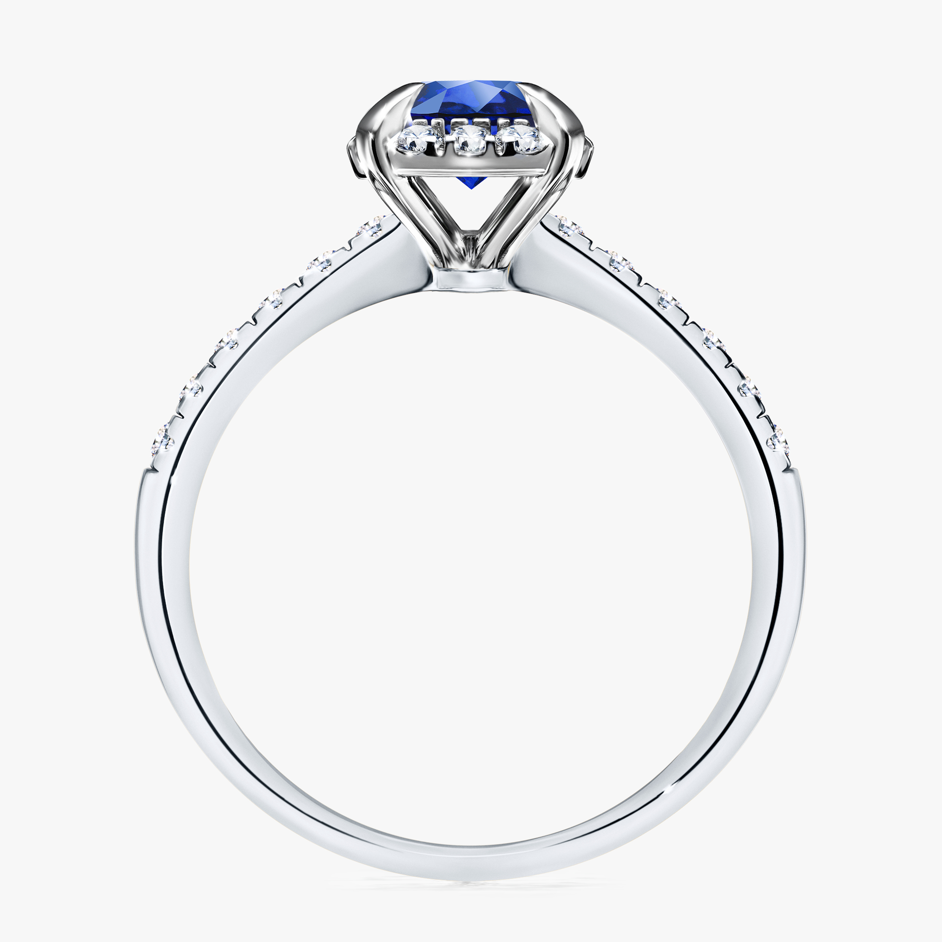 Pierścionek zaręczynowy My Princess z białego złota z szafirem niebieskim 1,18ct