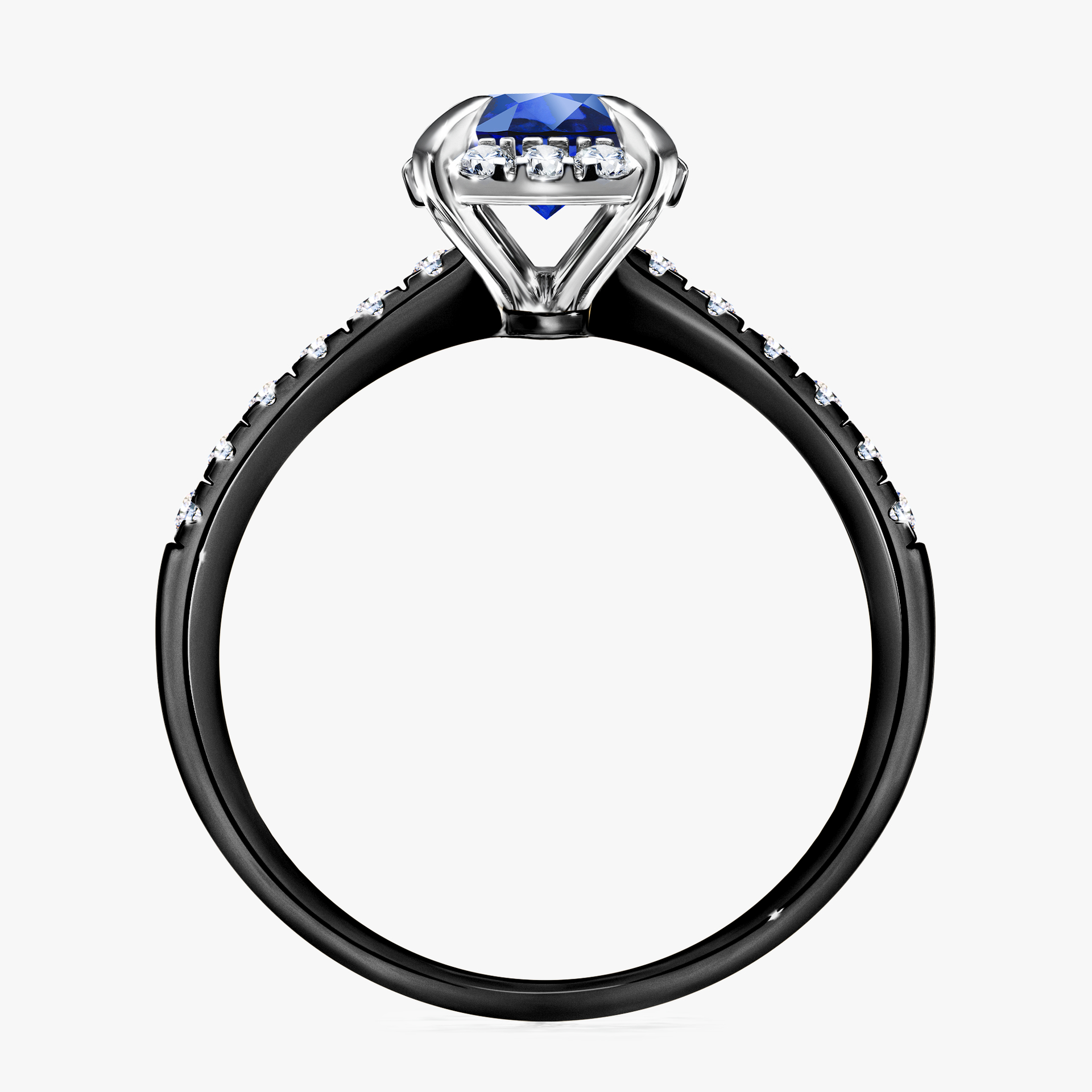 Pierścionek zaręczynowy My Princess z czarnego złota z szafirem niebieskim 1,18ct
