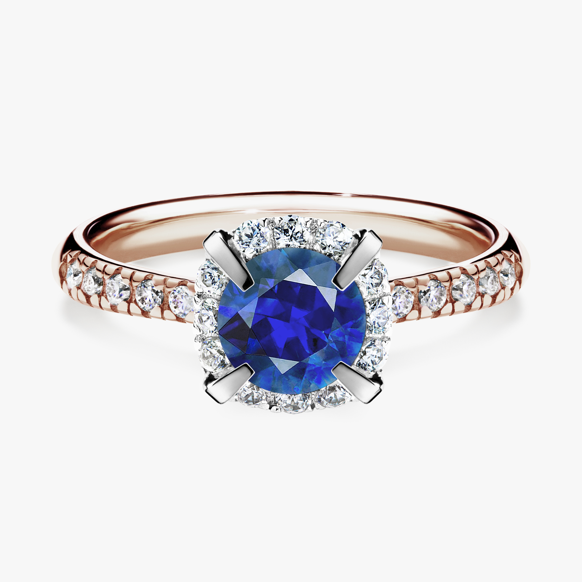Pierścionek zaręczynowy My Princess z różowego złota z szafirem niebieskim 1,18ct