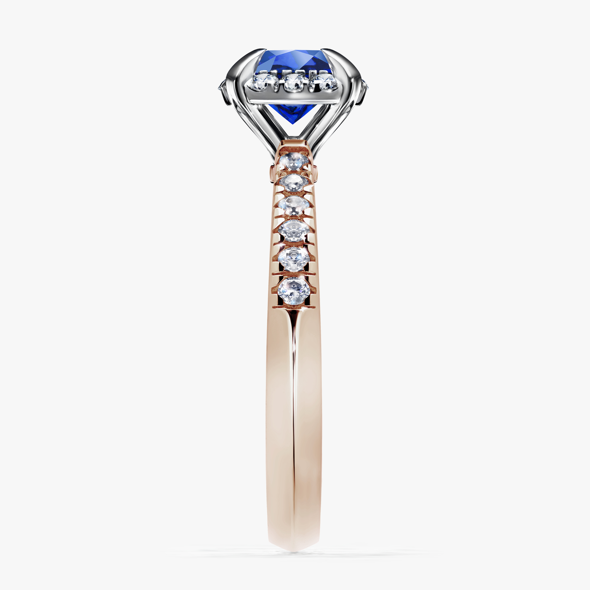 Pierścionek zaręczynowy My Princess z różowego złota z szafirem niebieskim 1,18ct