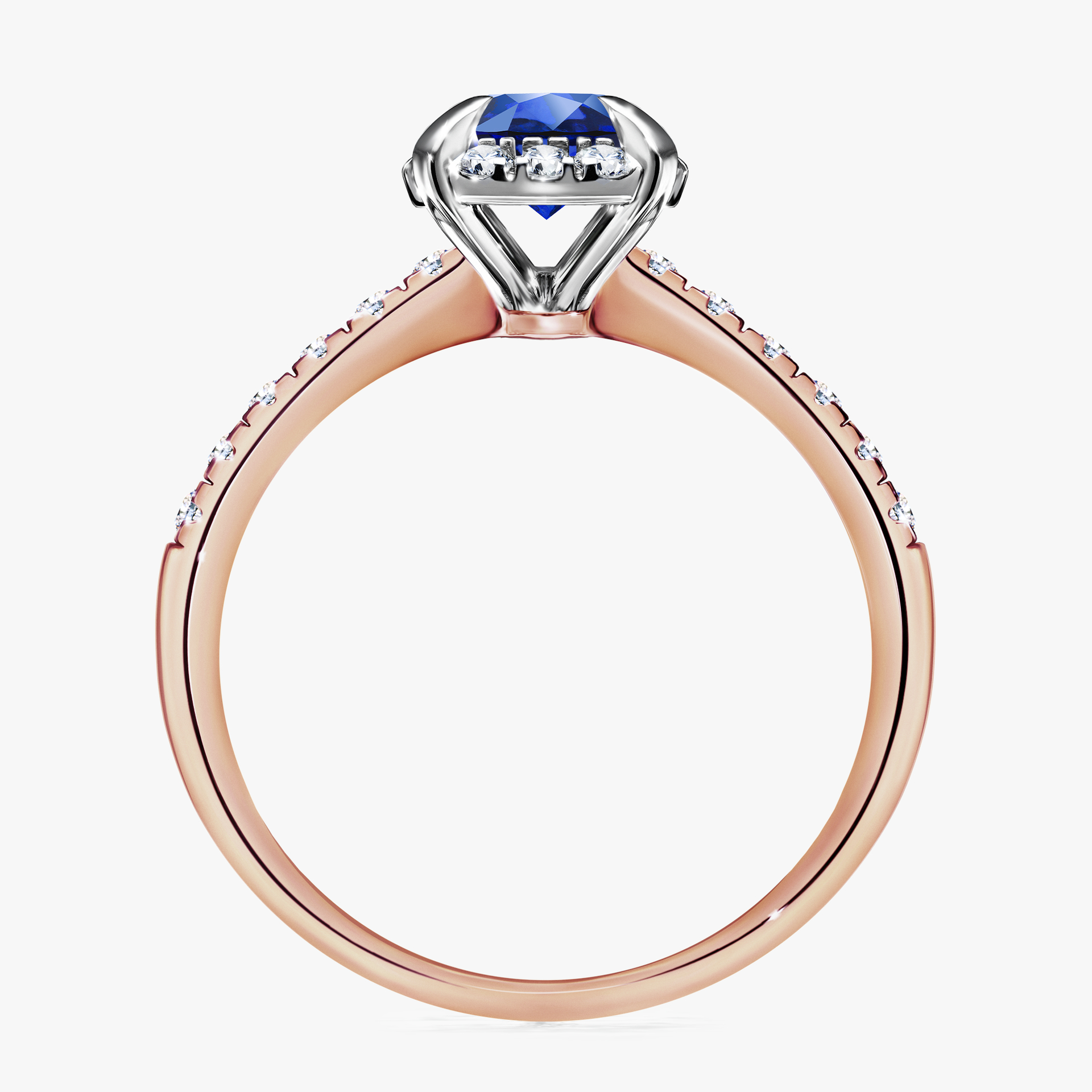 Pierścionek zaręczynowy My Princess z różowego złota z szafirem niebieskim 1,18ct
