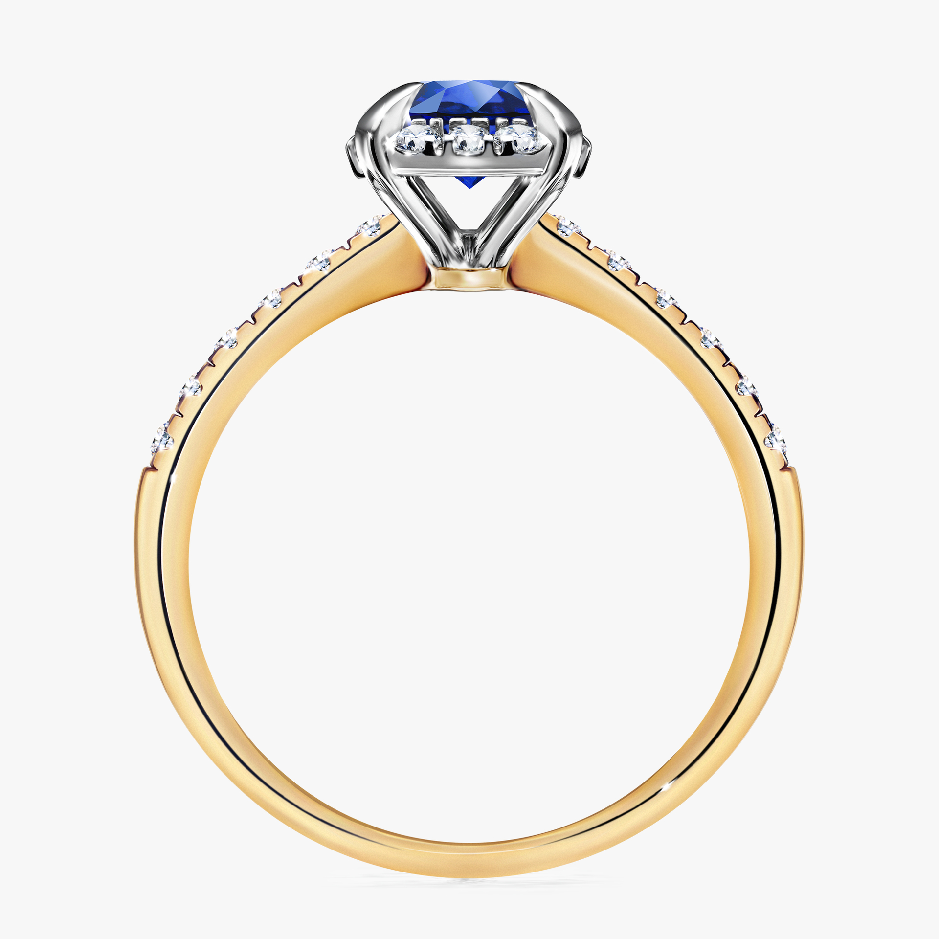 Pierścionek zaręczynowy My Princess z żółtego złota z szafirem niebieskim 1,18ct