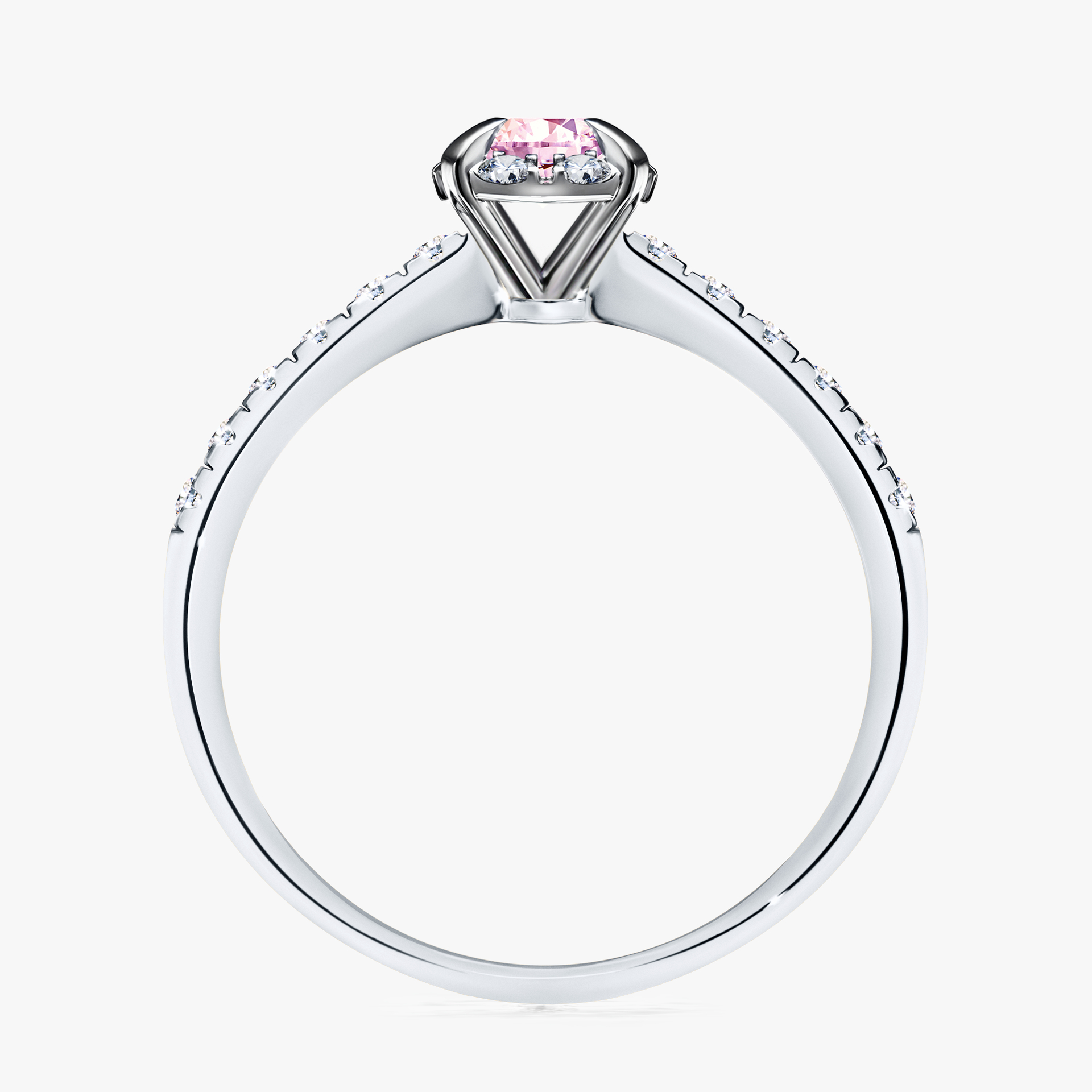 Pierścionek zaręczynowy My Princess z białego złota z szafirem różowym 0,47ct