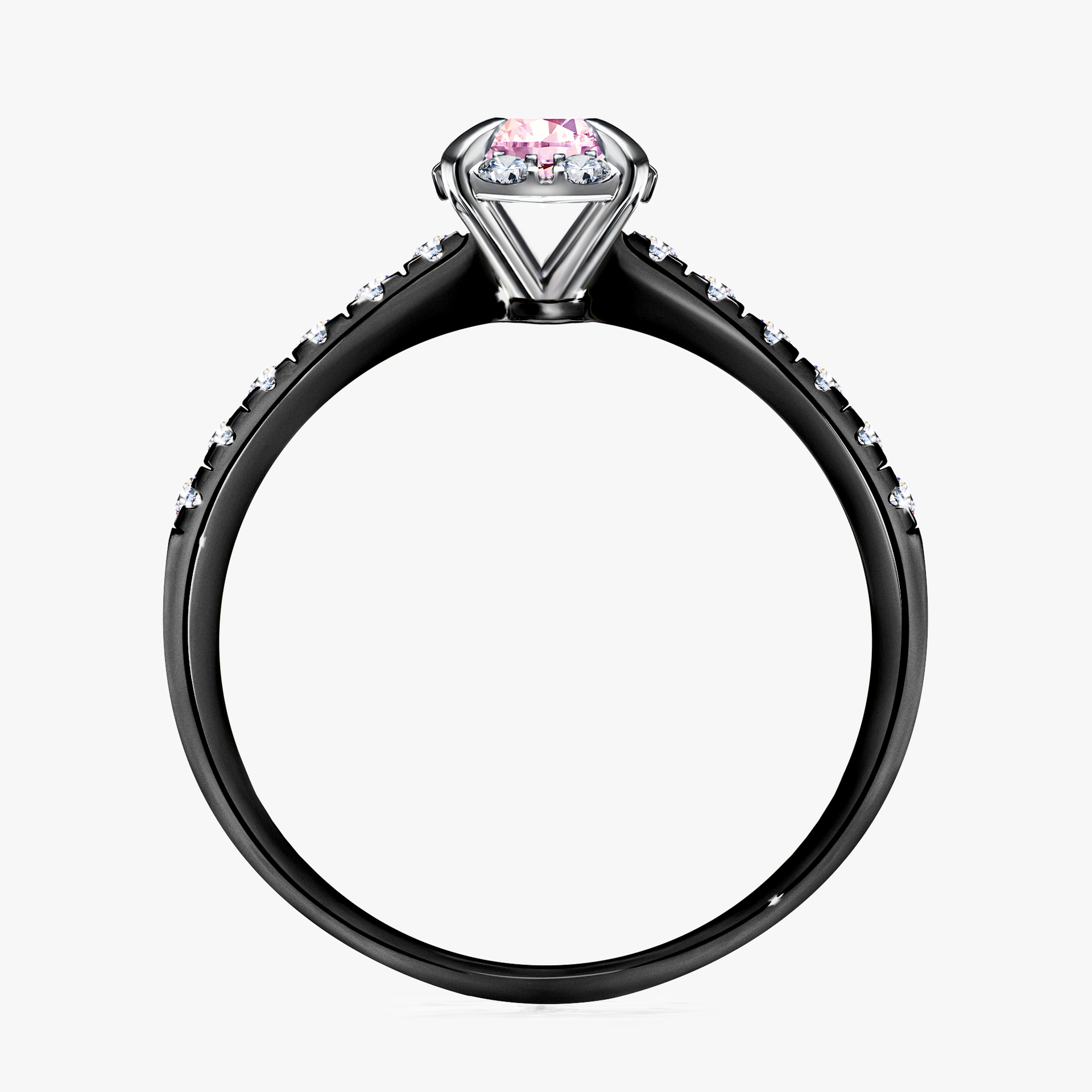Pierścionek zaręczynowy My Princess z czarnego złota z szafirem różowym 0,47ct