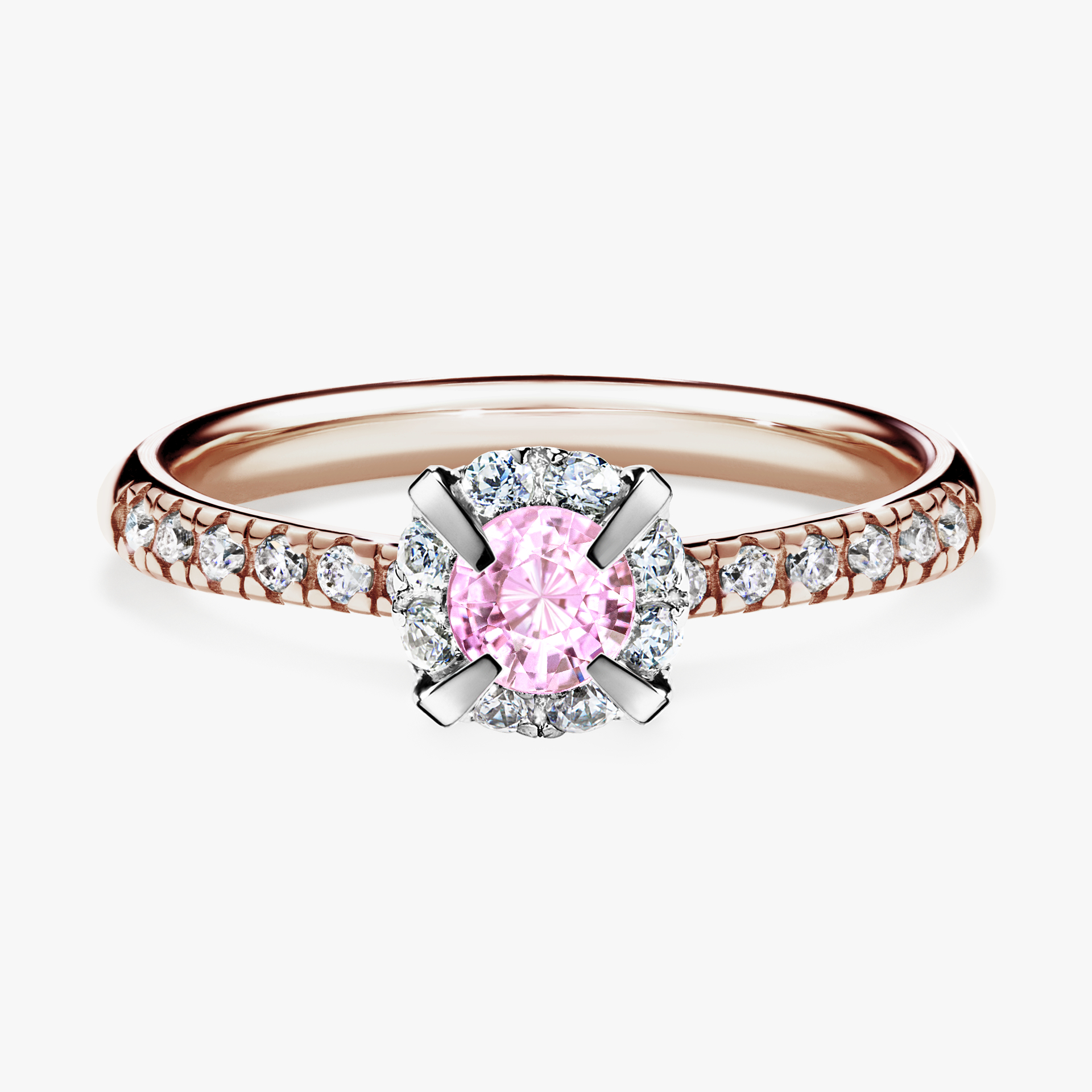 Pierścionek zaręczynowy My Princess z różowego złota z szafirem różowym 0,47ct