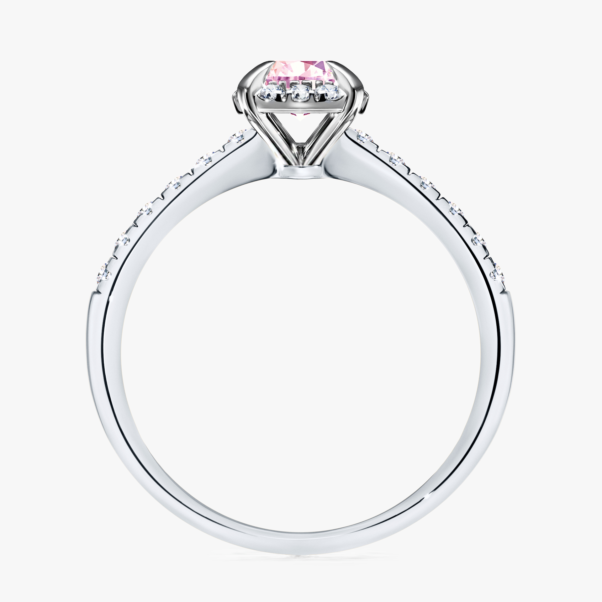 Pierścionek zaręczynowy My Princess z białego złota z szafirem różowym 0,76ct