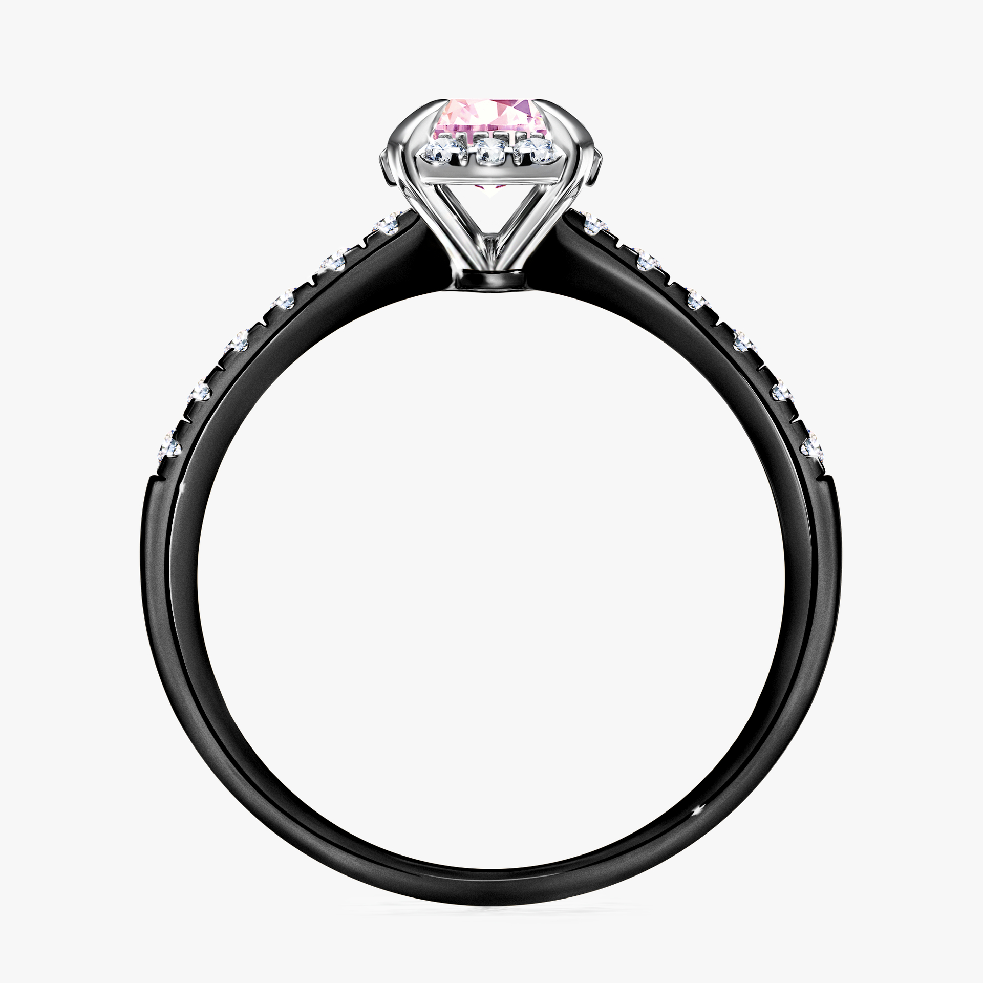Pierścionek zaręczynowy My Princess z czarnego złota z szafirem różowym 0,76ct