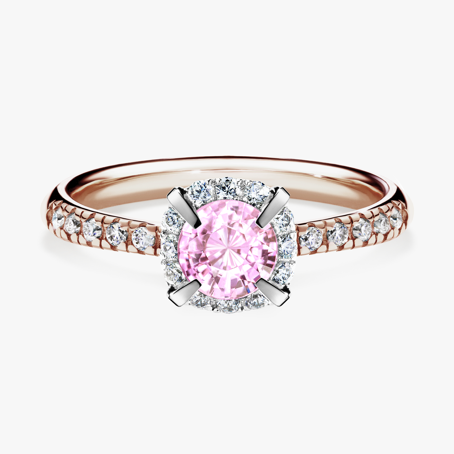 Pierścionek zaręczynowy My Princess z różowego złota z szafirem różowym 0,76ct