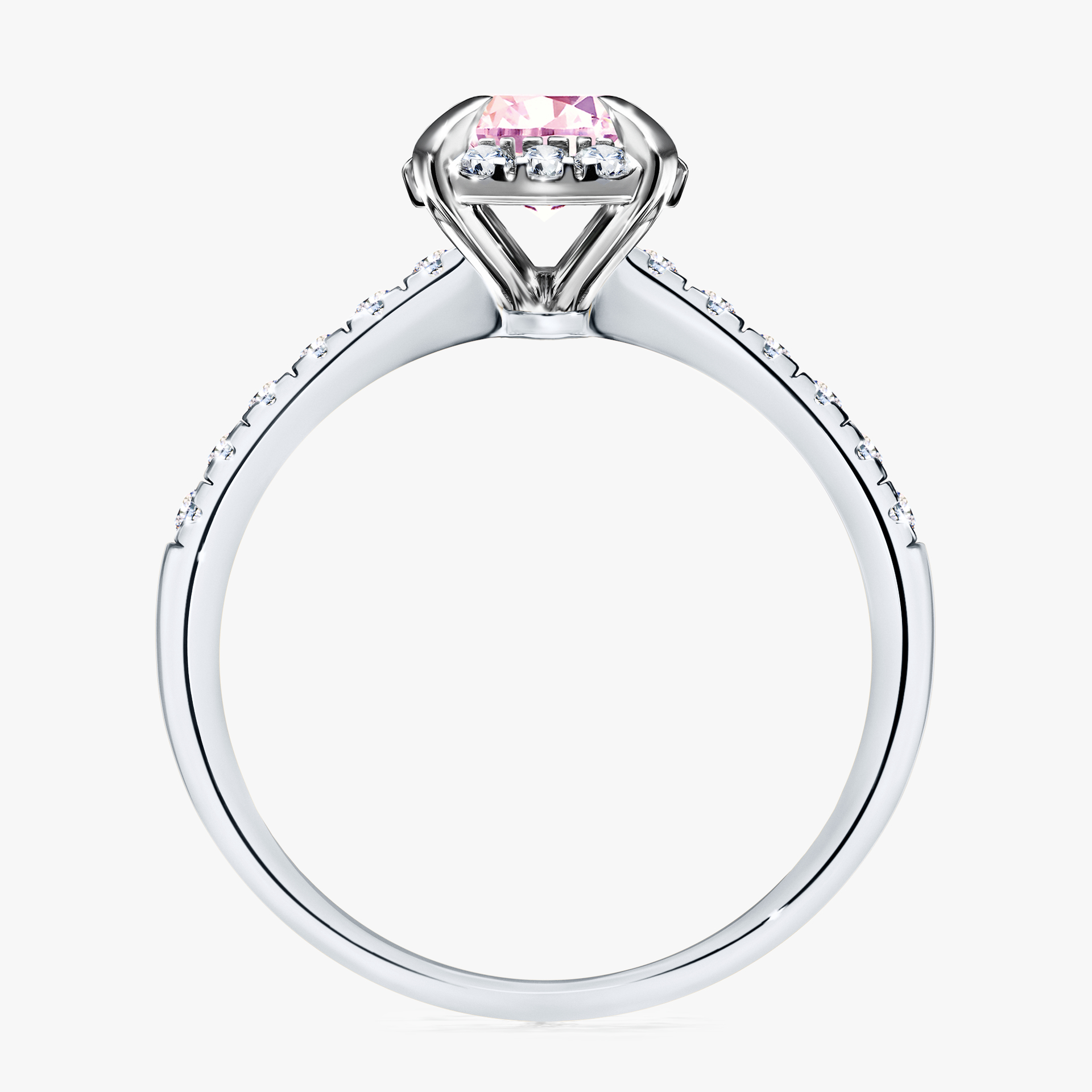 Pierścionek zaręczynowy My Princess z białego złota z szafirem różowym 1,18ct