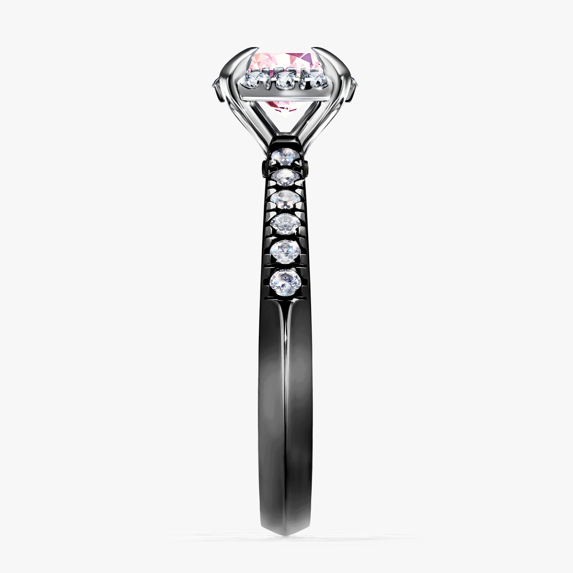 Pierścionek zaręczynowy My Princess z czarnego złota z szafirem różowym 1,18ct