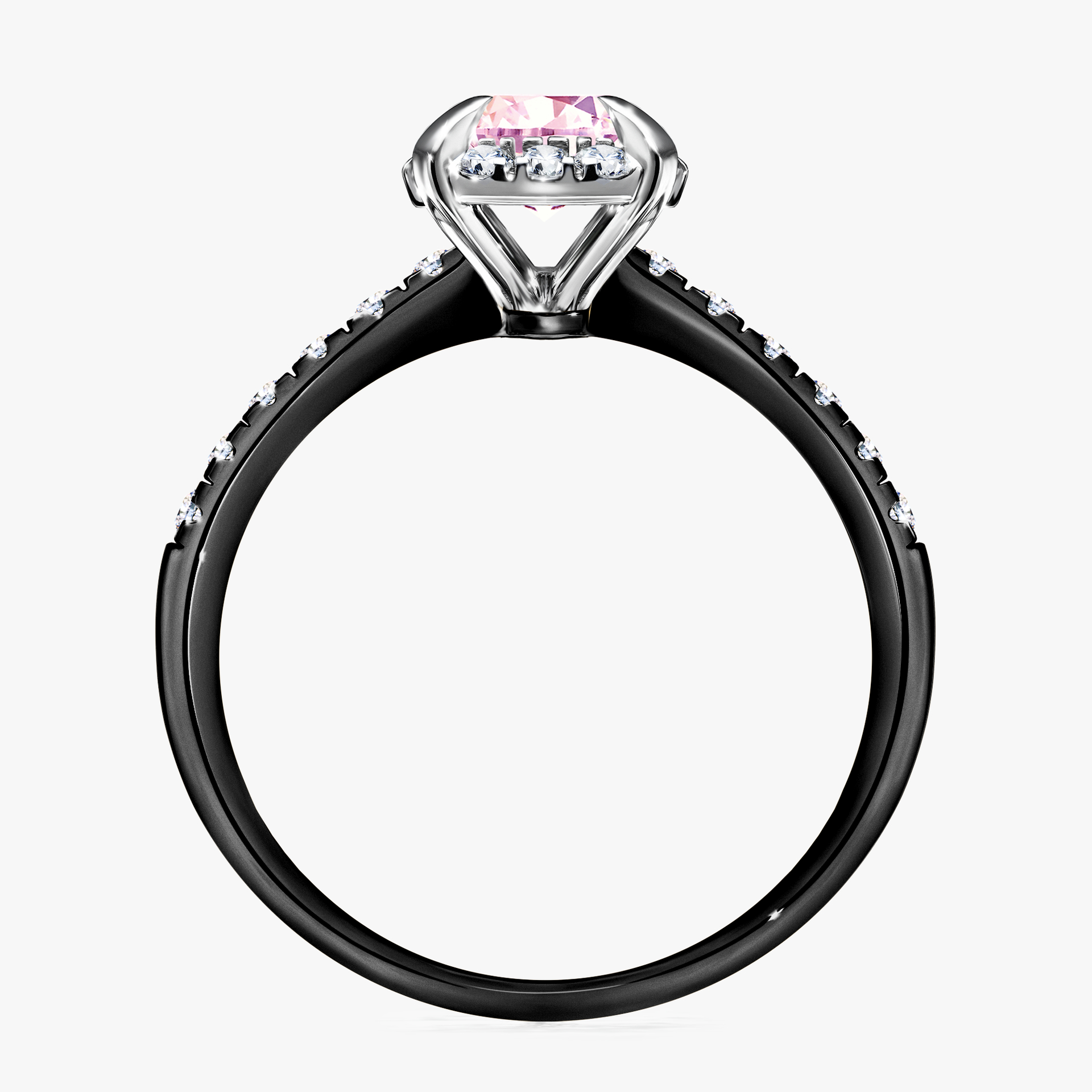 Pierścionek zaręczynowy My Princess z czarnego złota z szafirem różowym 1,18ct