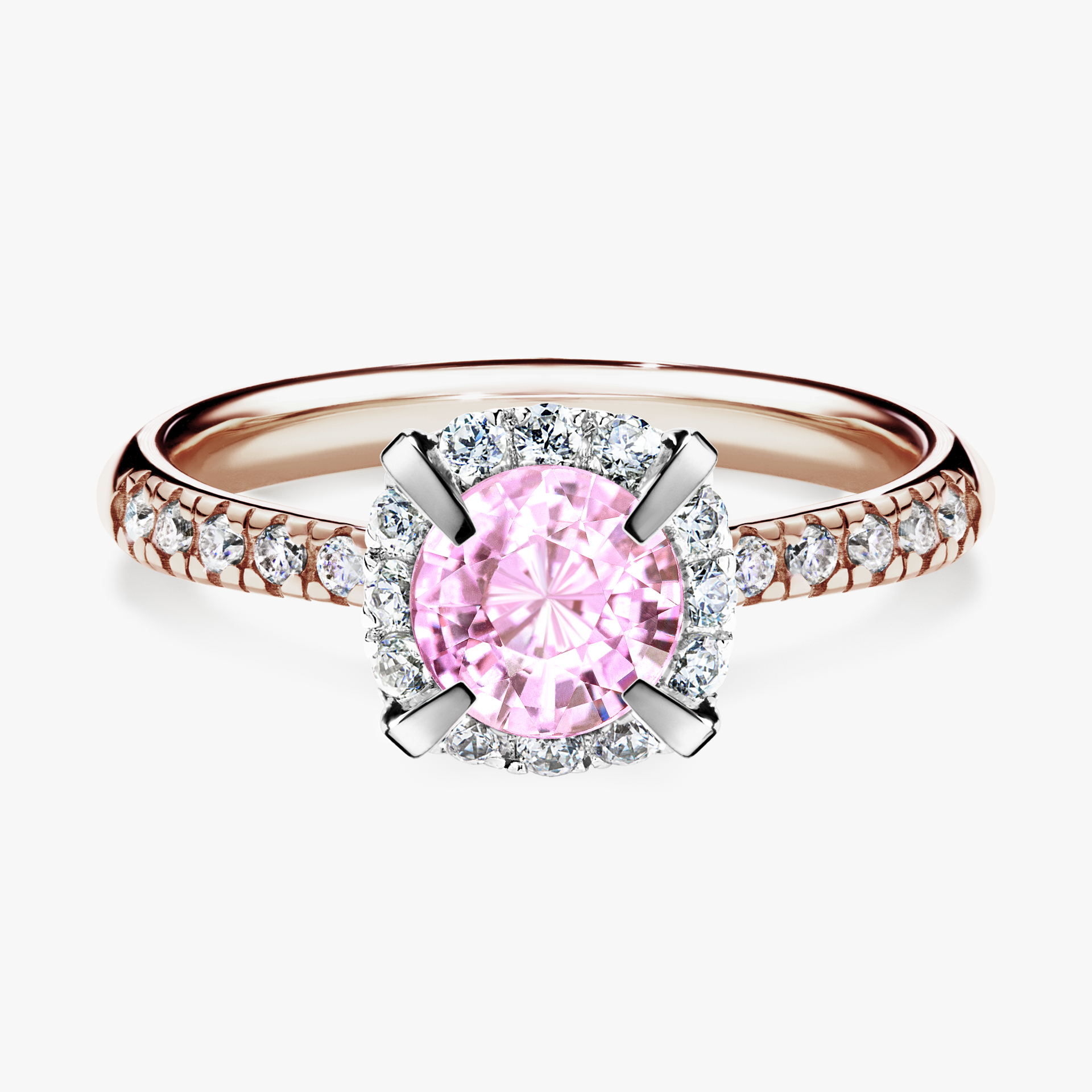 Pierścionek zaręczynowy My Princess z różowego złota z szafirem różowym 1,18ct