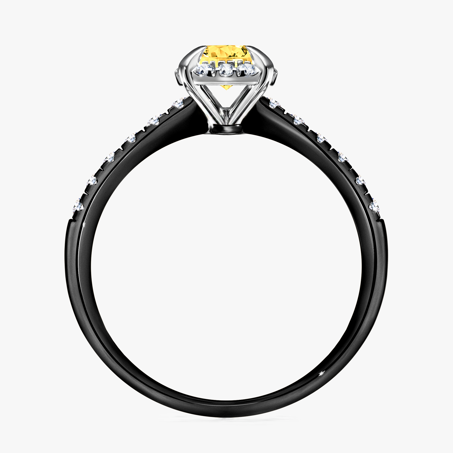 Pierścionek zaręczynowy My Princess z czarnego złota z szafirem żółtym 0,76ct