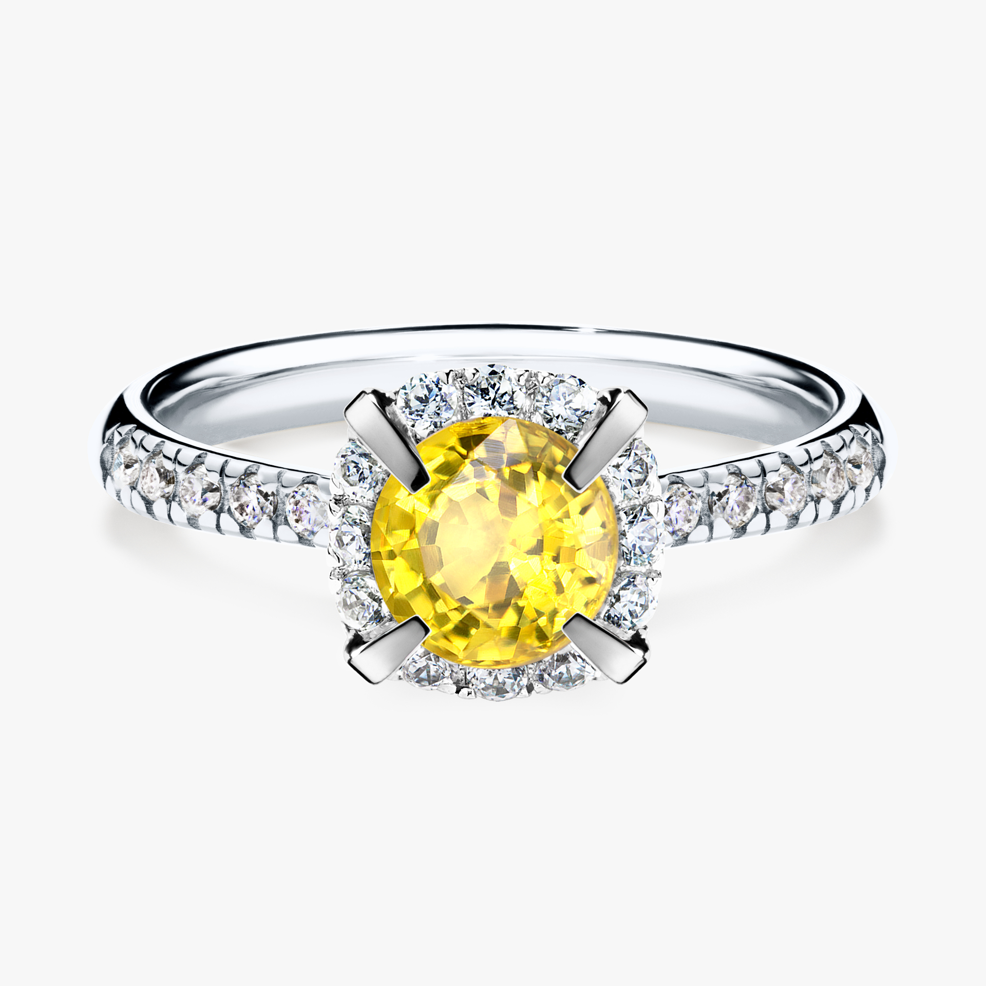 Pierścionek zaręczynowy My Princess z białego złota z szafirem żółtym 1,18ct
