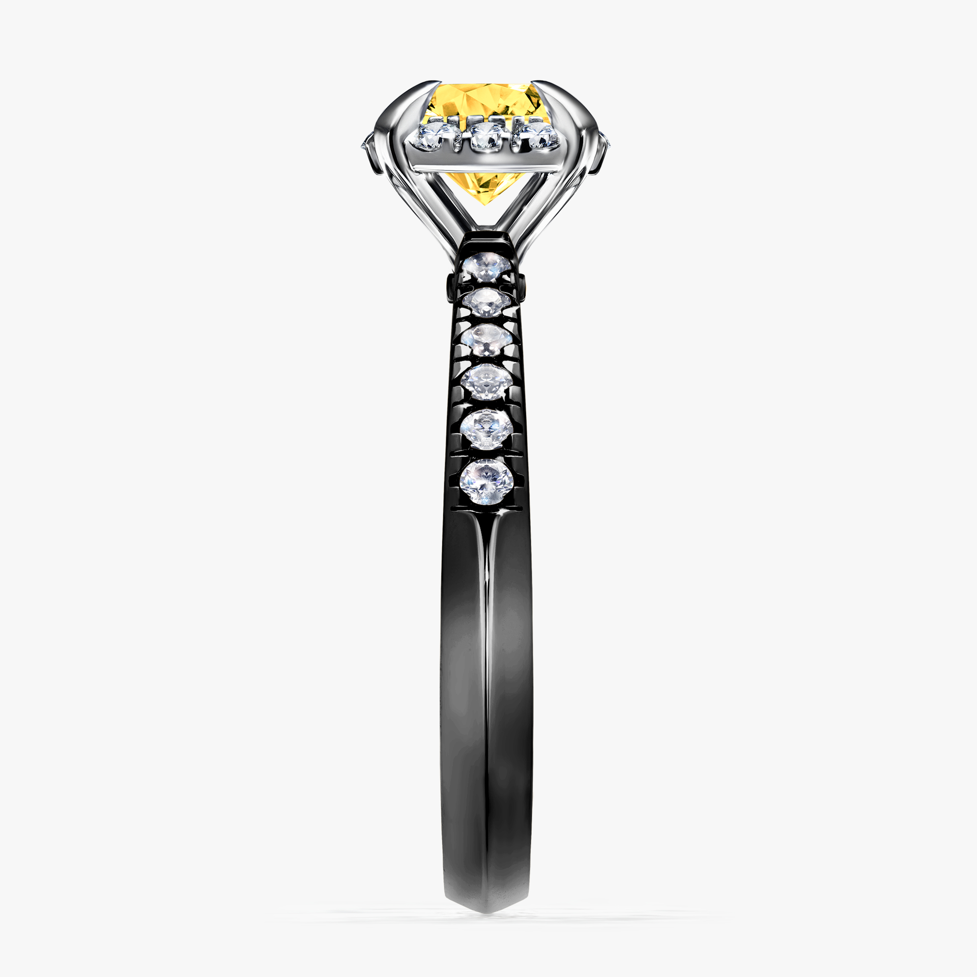 Pierścionek zaręczynowy My Princess z czarnego złota z szafirem żółtym 1,18ct