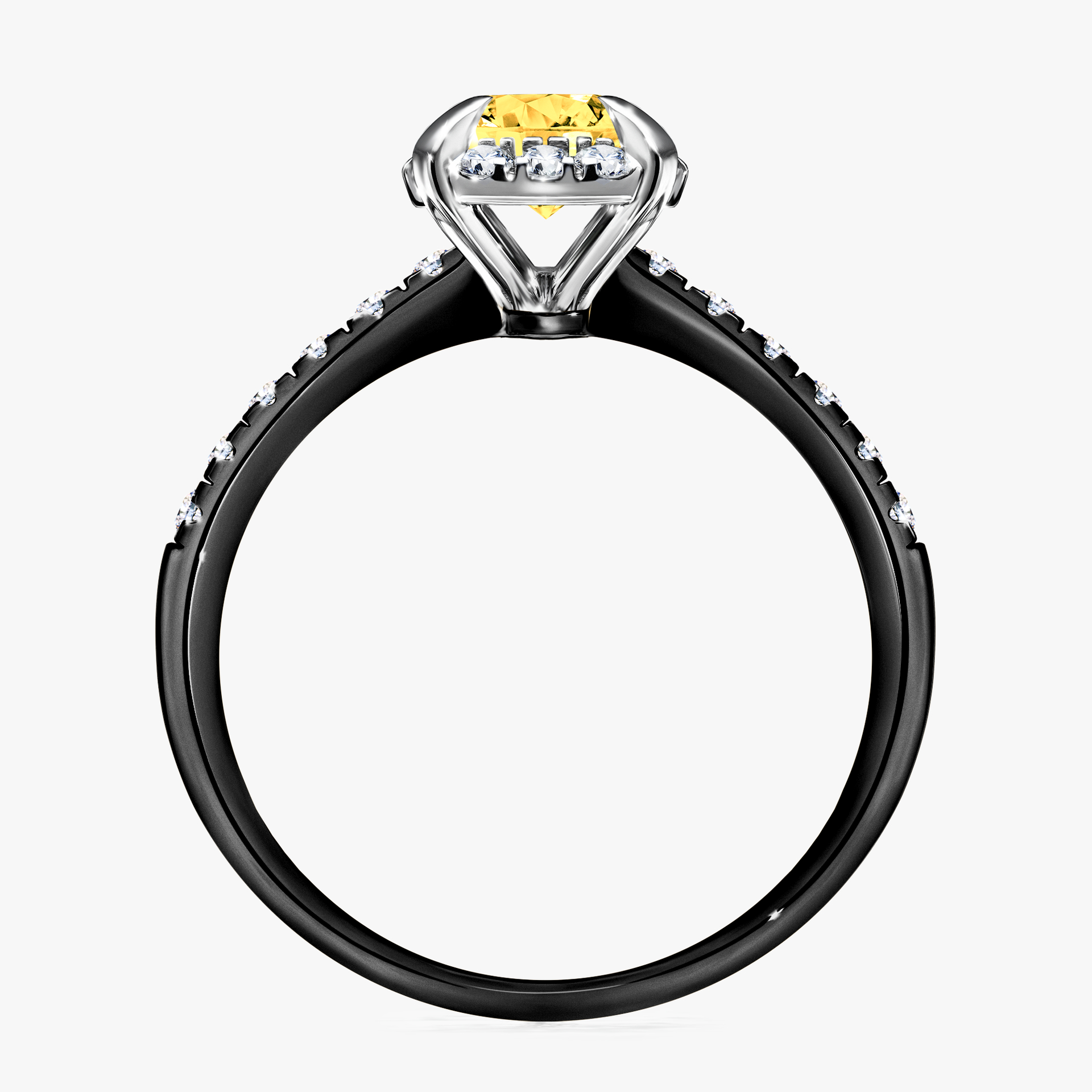 Pierścionek zaręczynowy My Princess z czarnego złota z szafirem żółtym 1,18ct