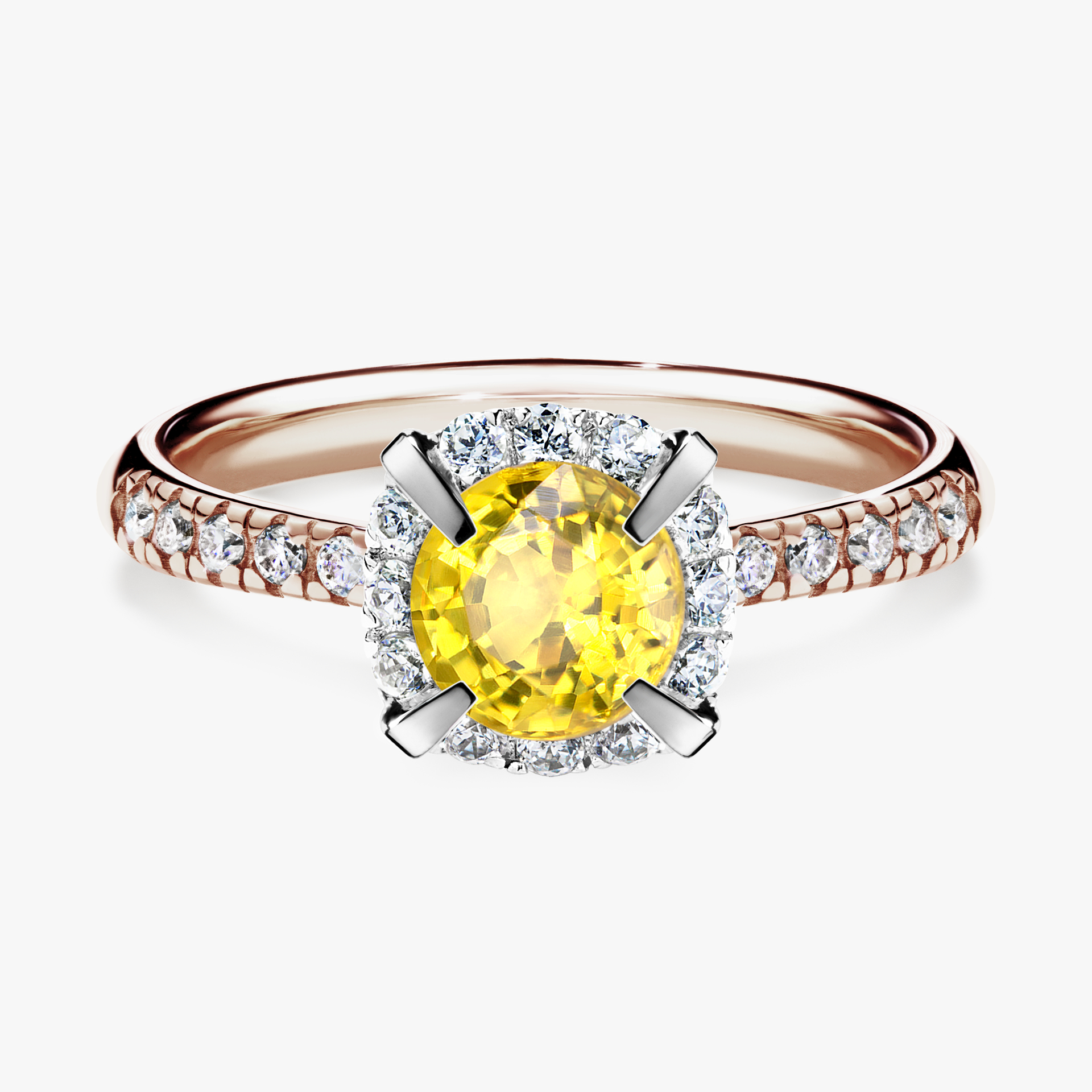 Pierścionek zaręczynowy My Princess z różowego złota z szafirem żółtym 1,18ct
