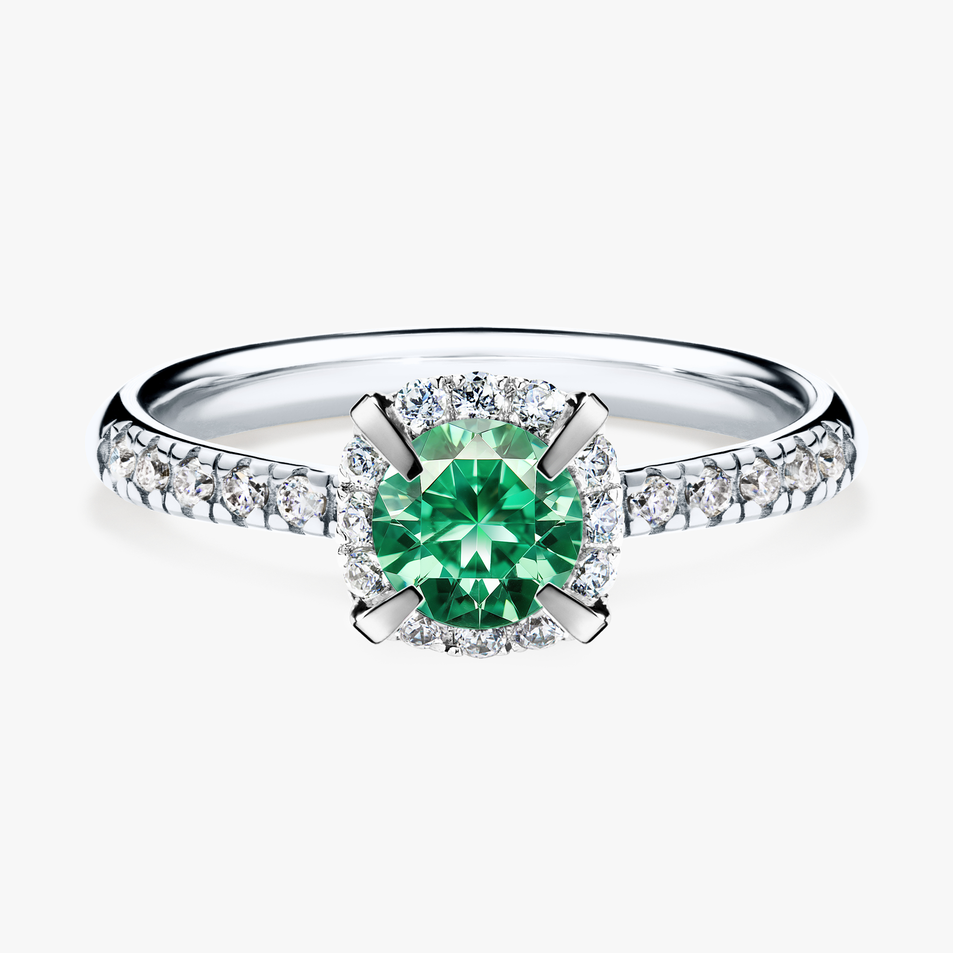 Pierścionek zaręczynowy My Princess z białego złota ze szmaragdem 0,76ct